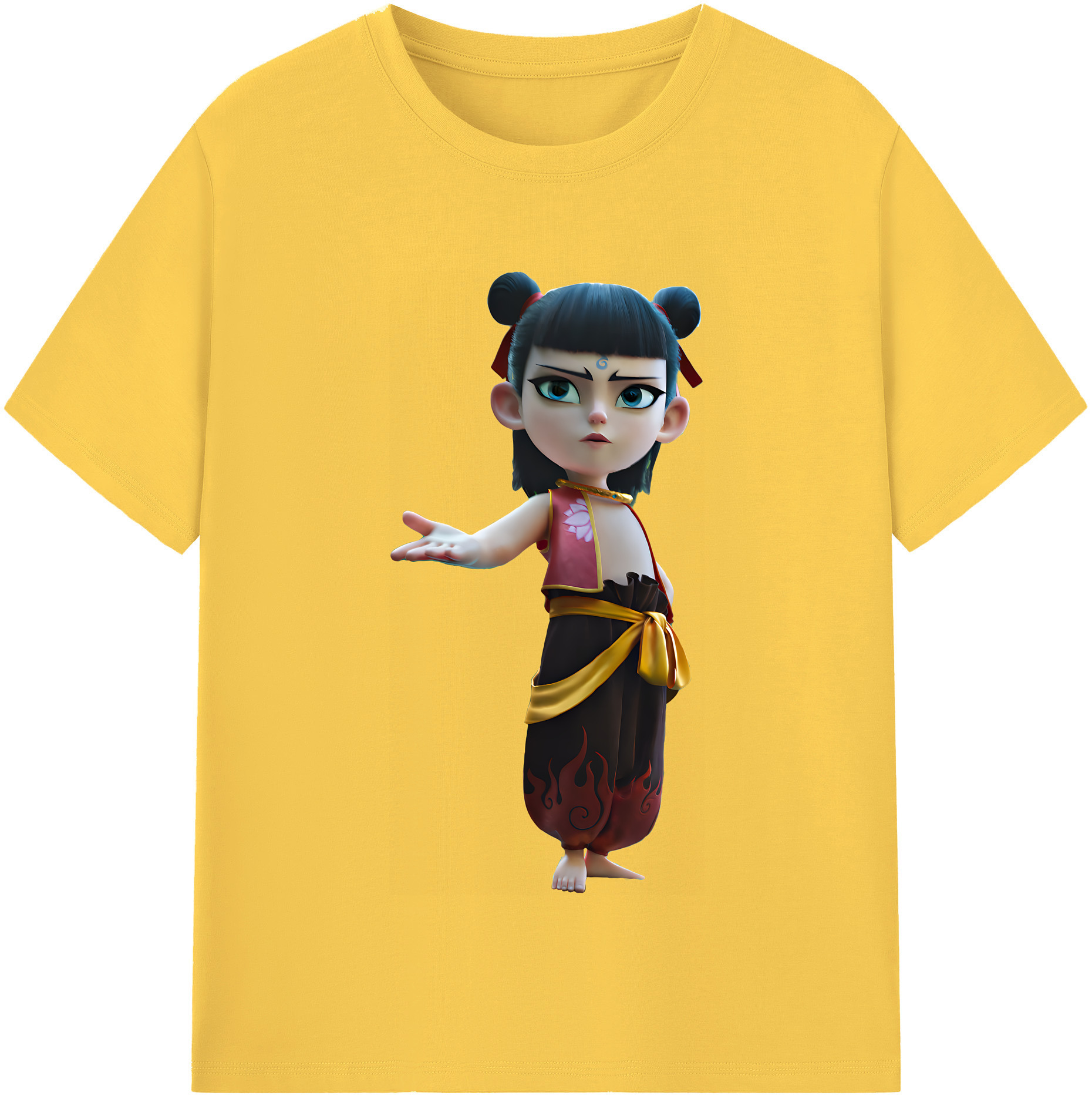 （画像用） Ne Zha 2 ナタ 魔童の大暴れ 綿100％半袖Tシャツ（フロントプリント）
