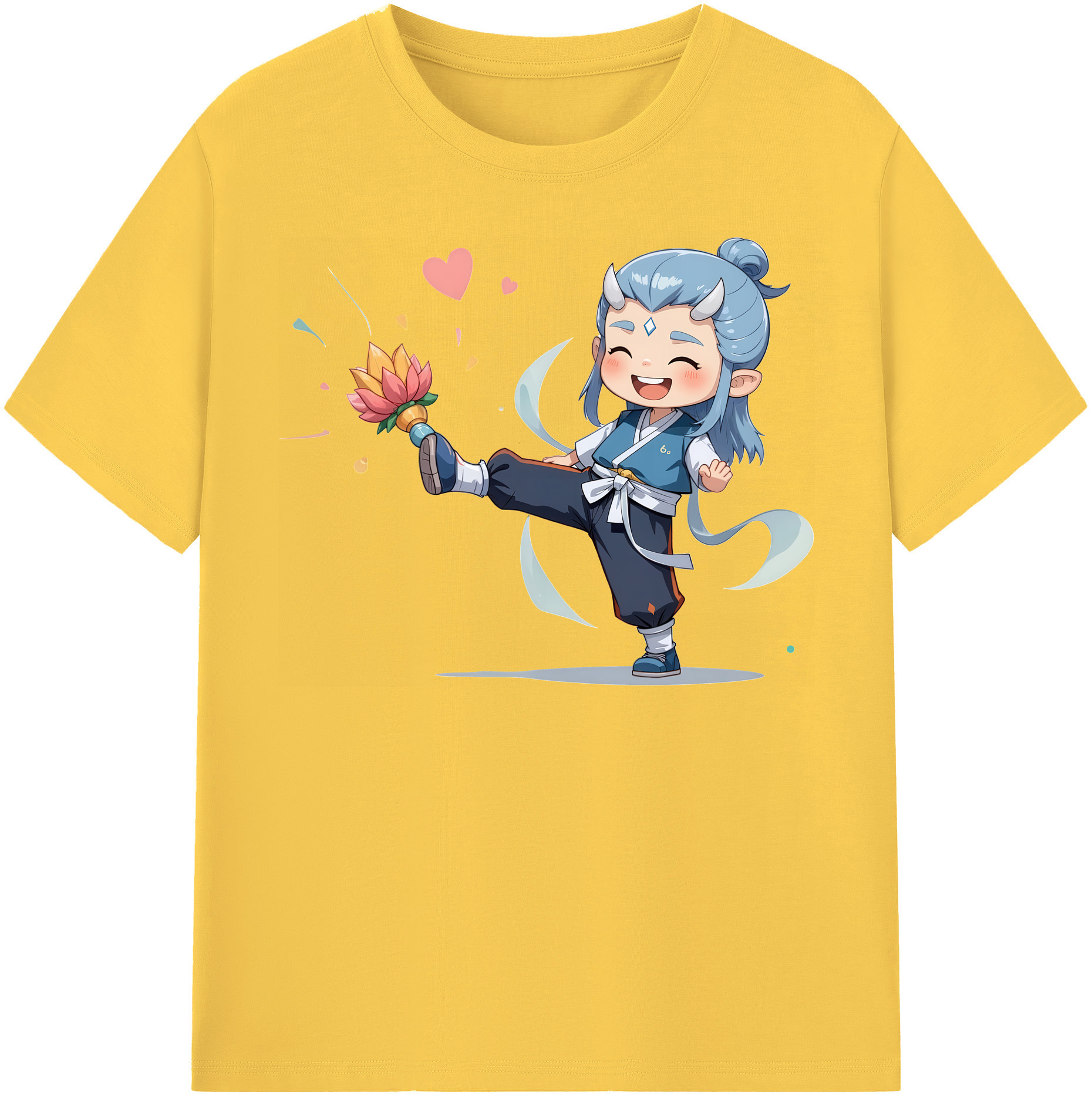 （画像用） Ne Zha 2 ナタ 魔童の大暴れ 綿100％半袖Tシャツ（フロントプリント）