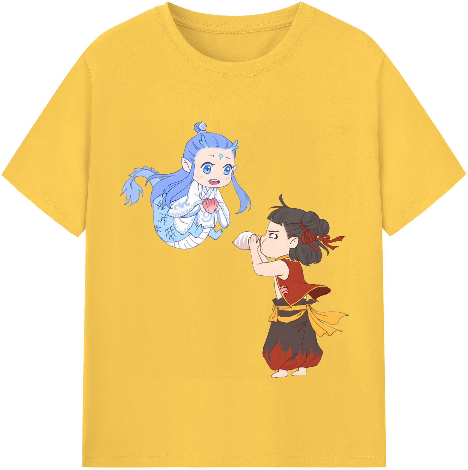 （画像用） Ne Zha 2 ナタ 魔童の大暴れ 綿100％半袖Tシャツ（フロントプリント）