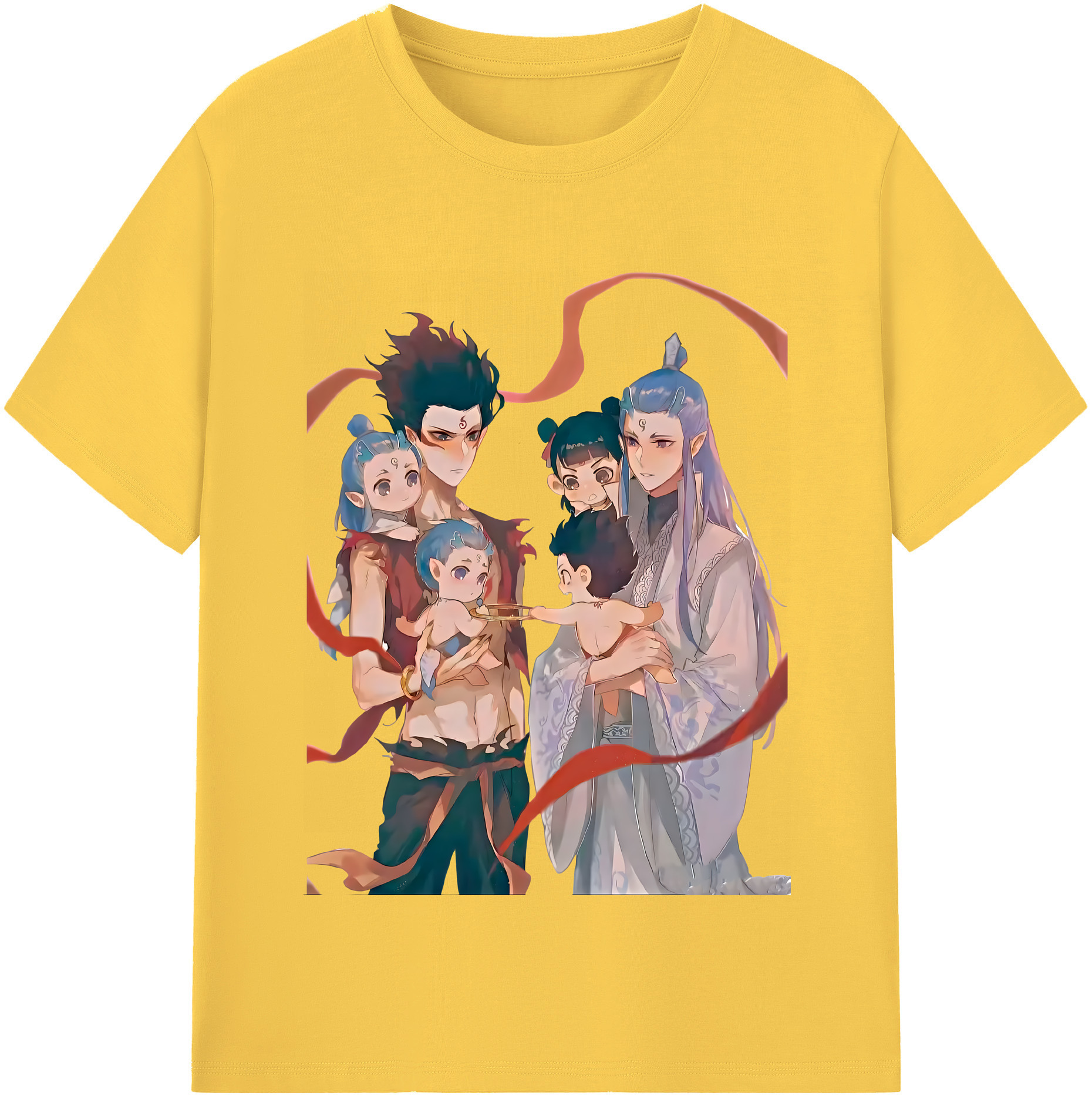 （画像用） Ne Zha 2 ナタ 魔童の大暴れ 綿100％半袖Tシャツ（フロントプリント）