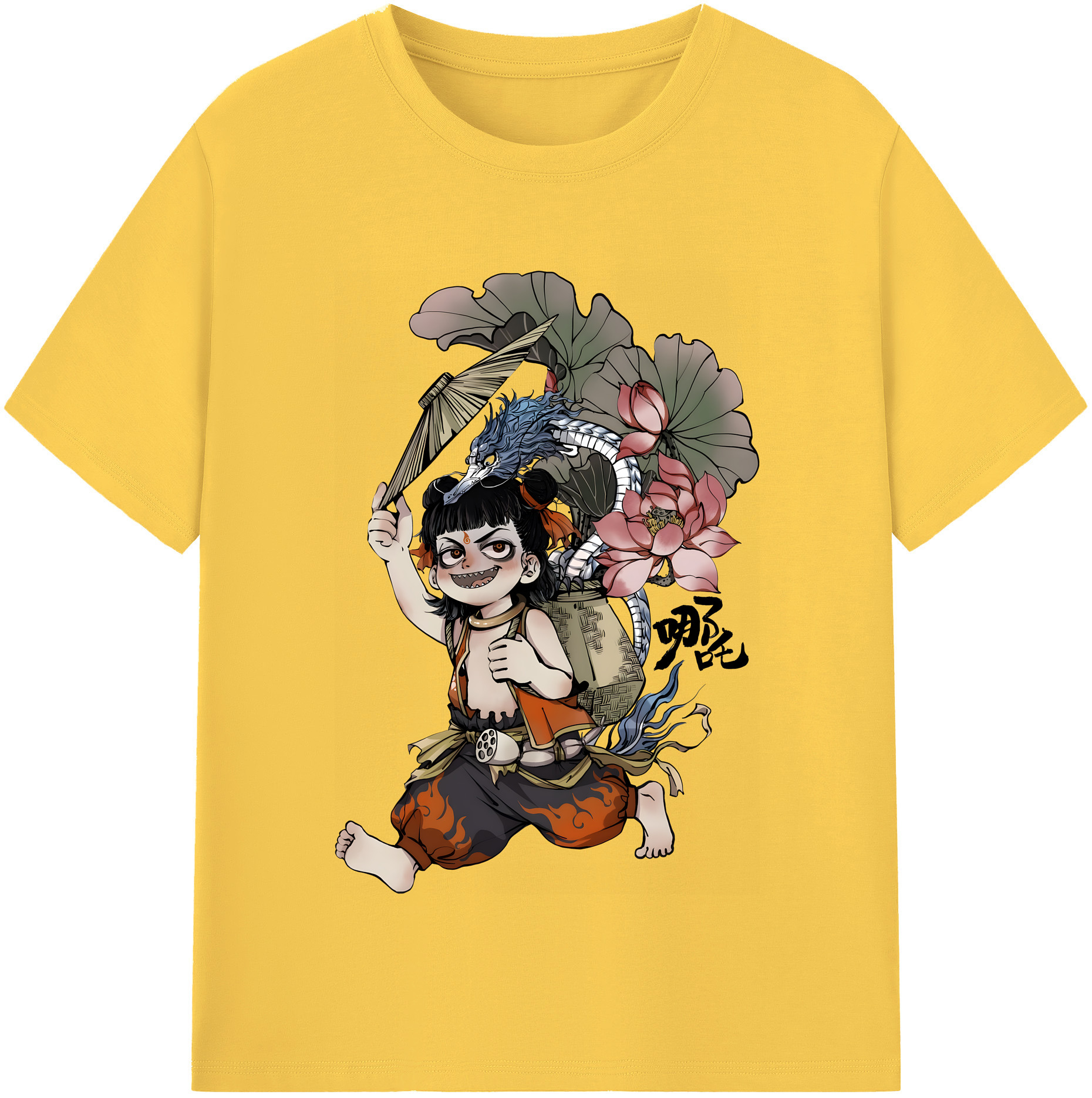 （画像用） Ne Zha 2 ナタ 魔童の大暴れ 綿100％半袖Tシャツ（フロントプリント）