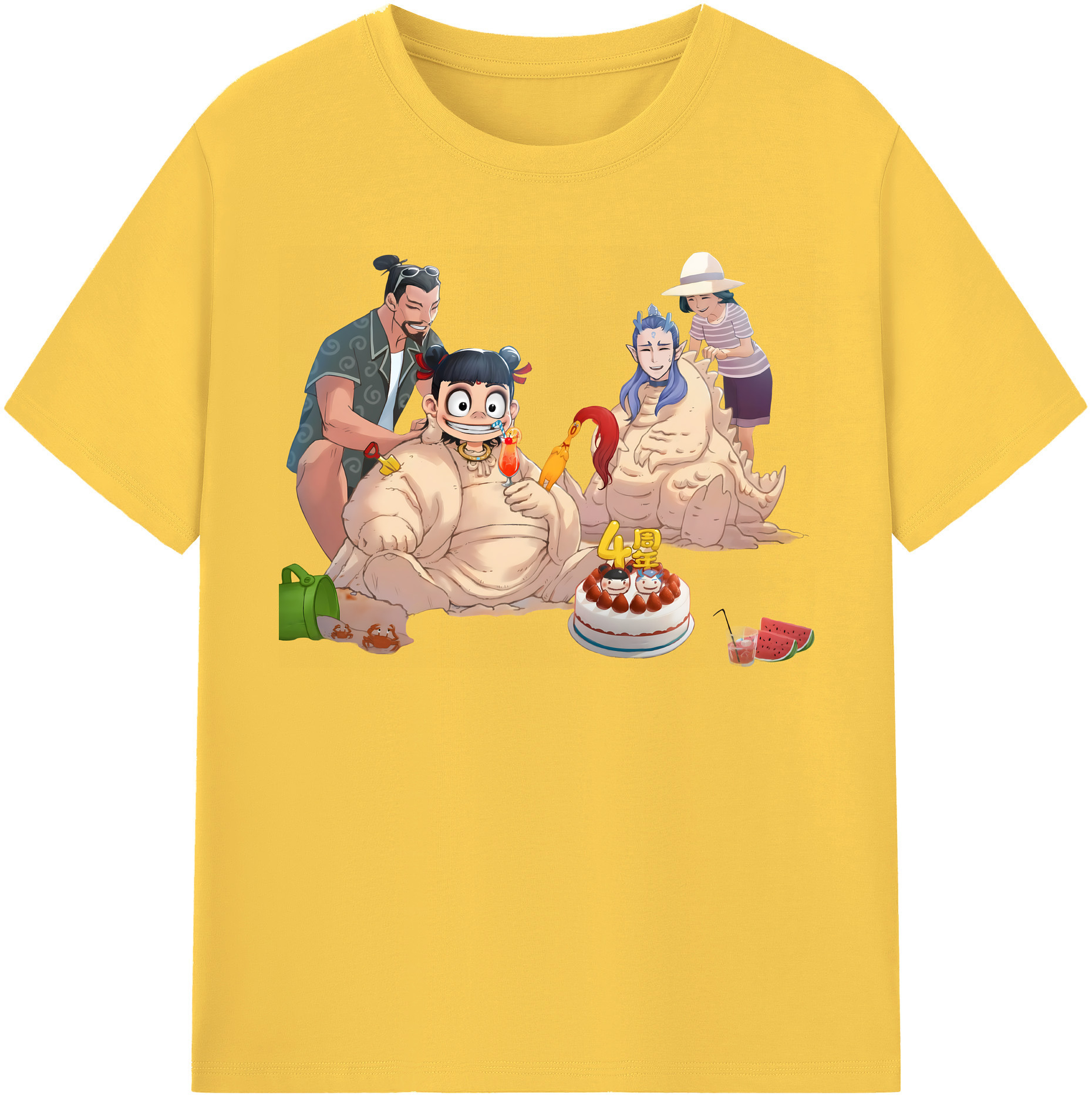 （画像用） Ne Zha 2 ナタ 魔童の大暴れ 綿100％半袖Tシャツ（フロントプリント）