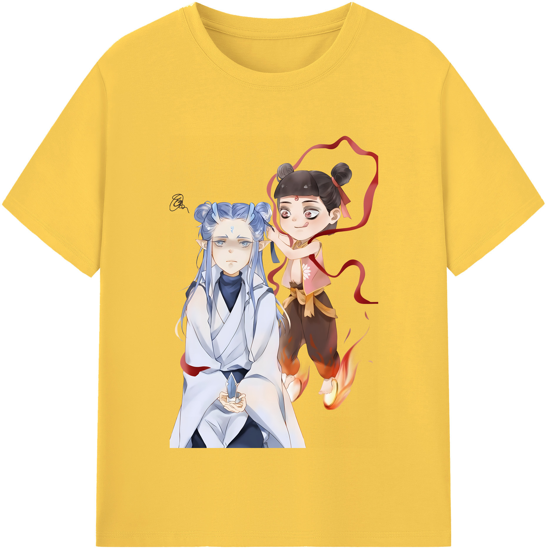 （画像用） Ne Zha 2 ナタ 魔童の大暴れ 綿100％半袖Tシャツ（フロントプリント）