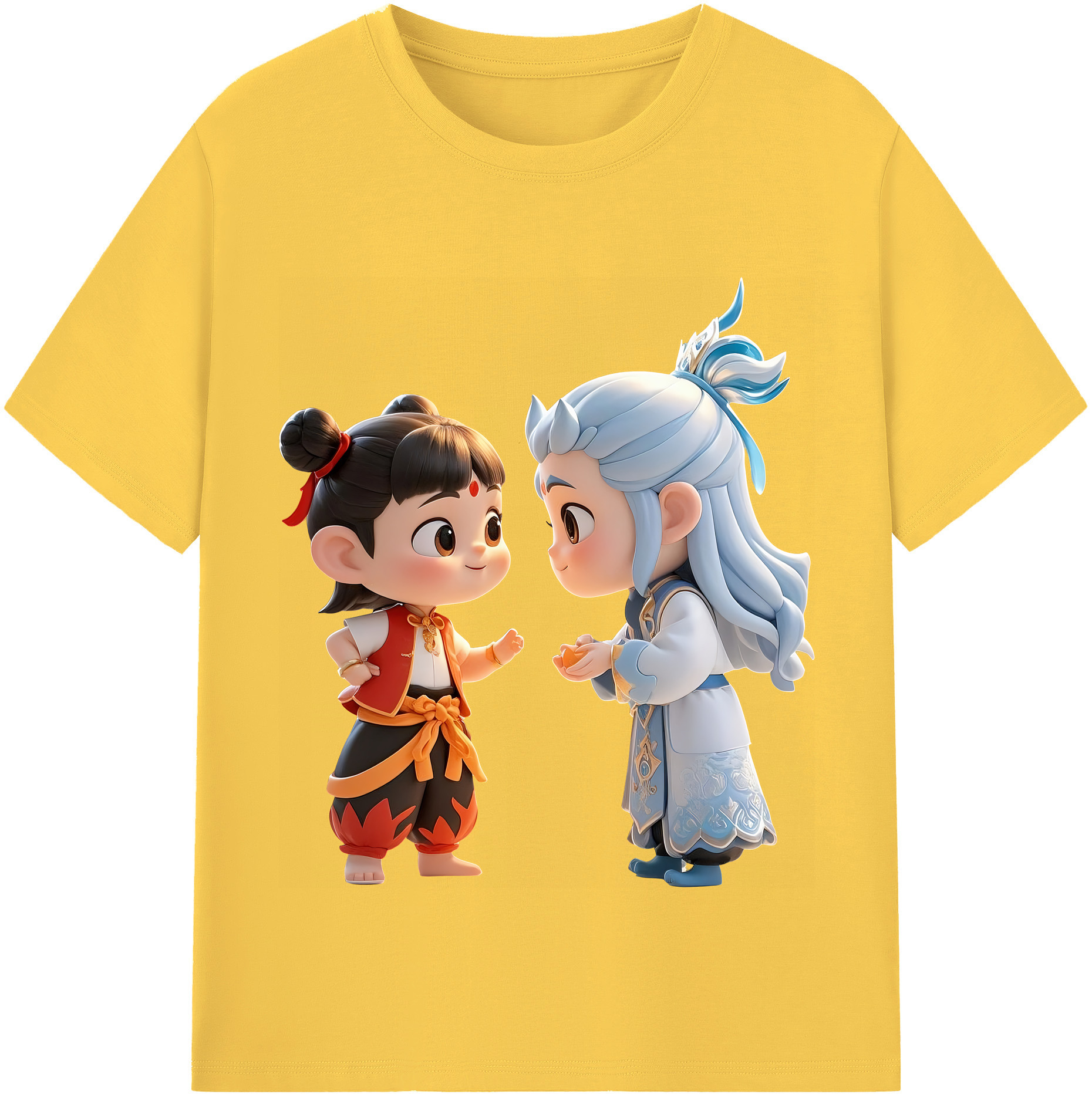 （画像用） Ne Zha 2 ナタ 魔童の大暴れ 綿100％半袖Tシャツ（フロントプリント）