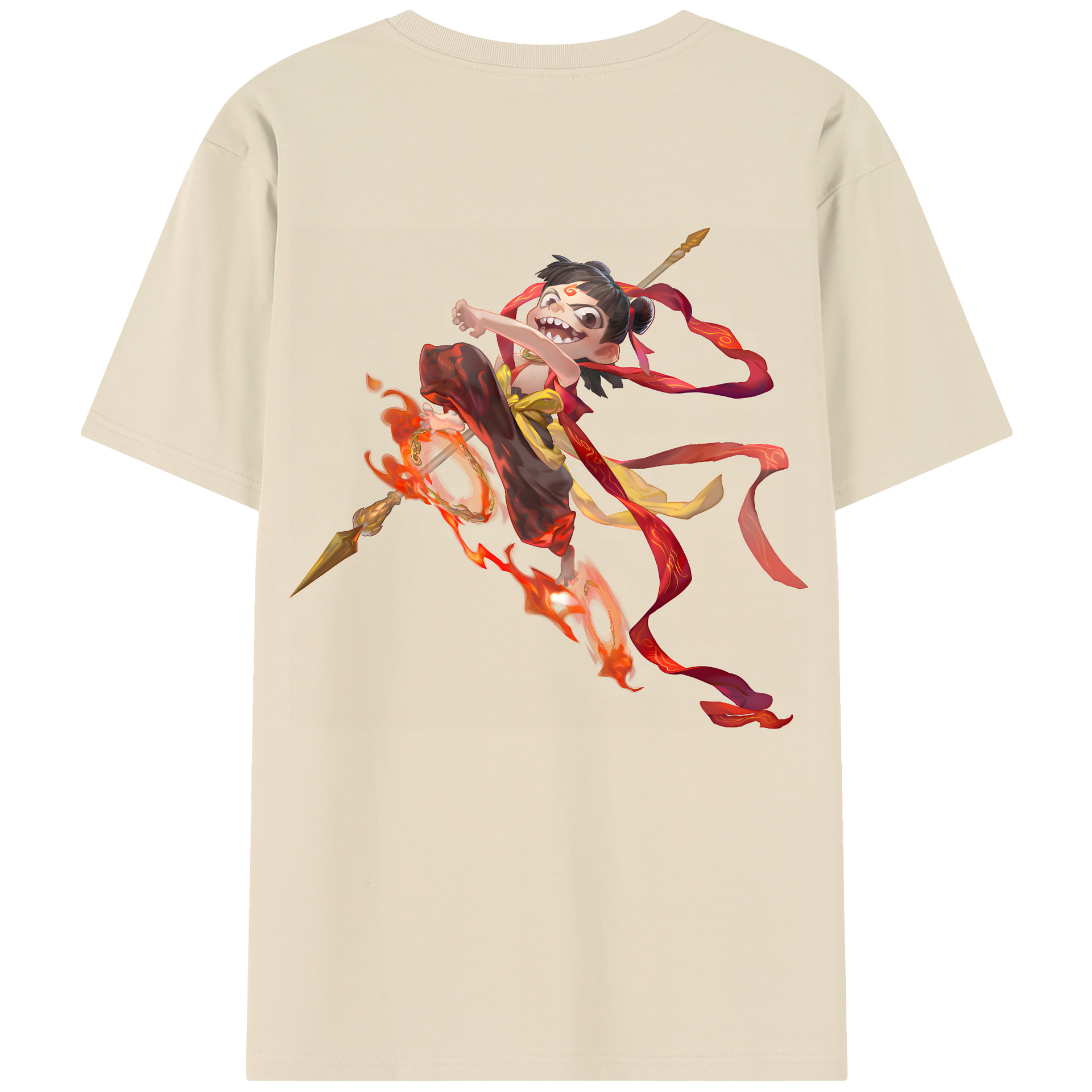 （画像用） Ne Zha 2 ナタ 魔童の大暴れ 綿100％半袖Tシャツ（背面プリント）