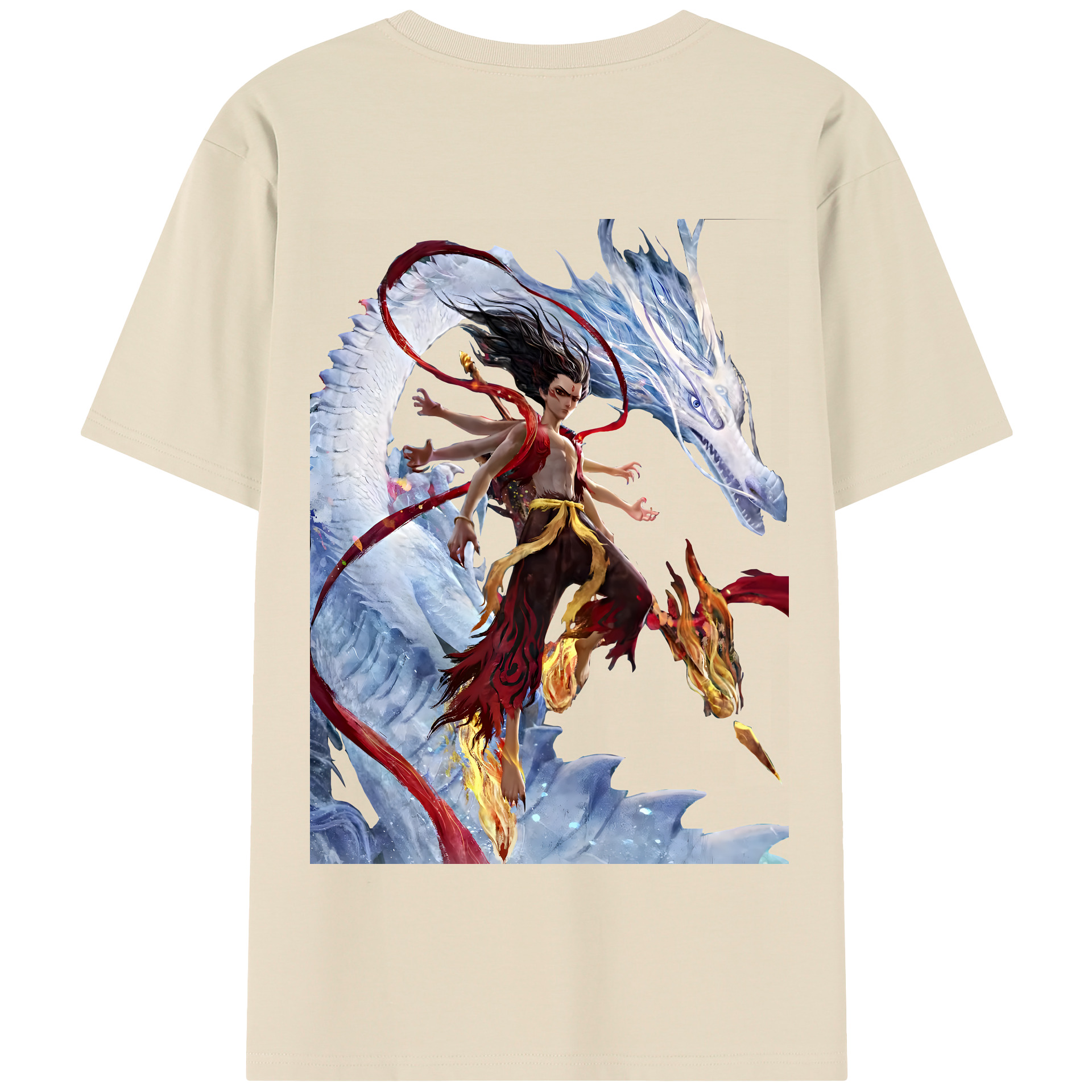 （画像用） Ne Zha 2 ナタ 魔童の大暴れ 綿100％半袖Tシャツ（背面プリント）