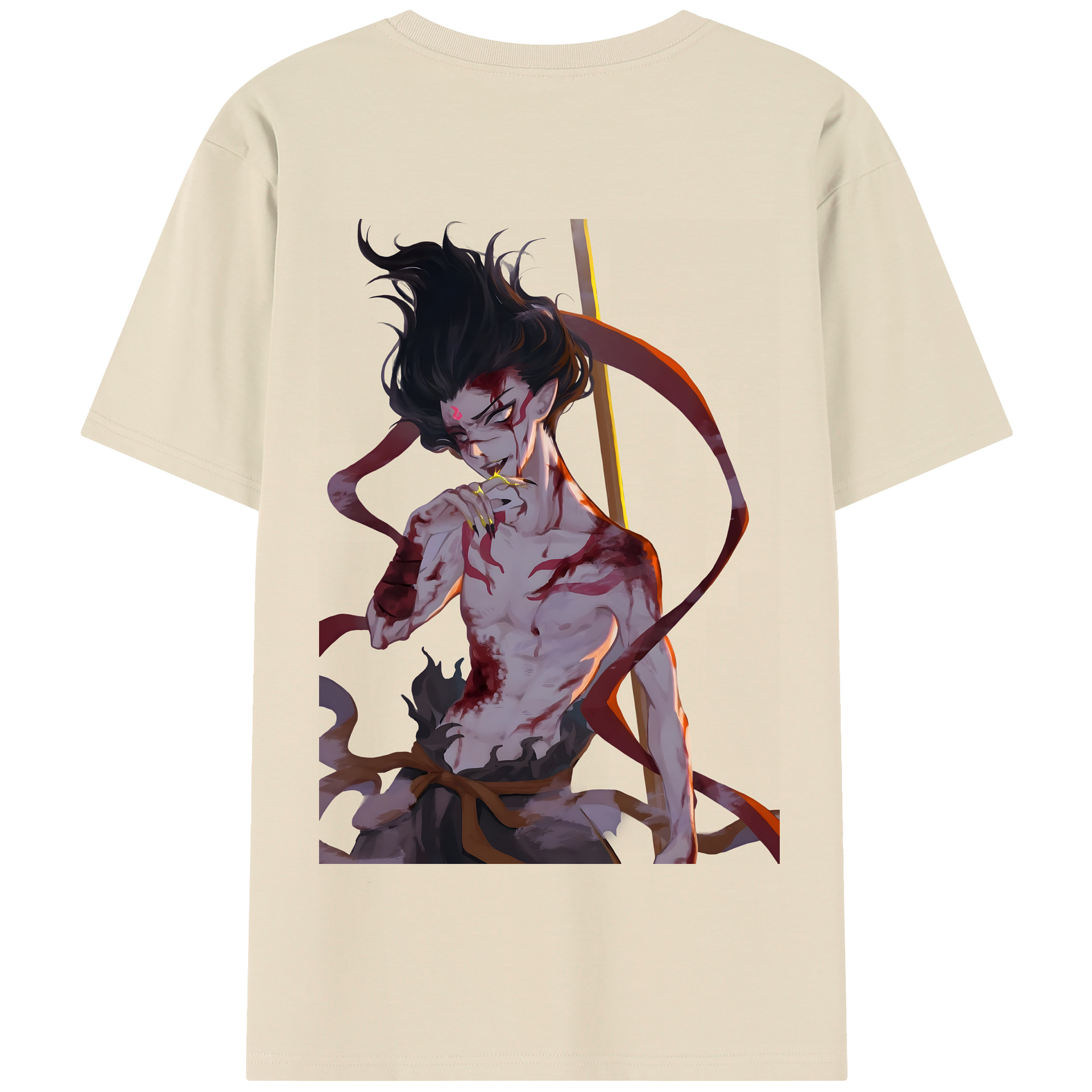 （画像用） Ne Zha 2 ナタ 魔童の大暴れ 綿100％半袖Tシャツ（背面プリント）
