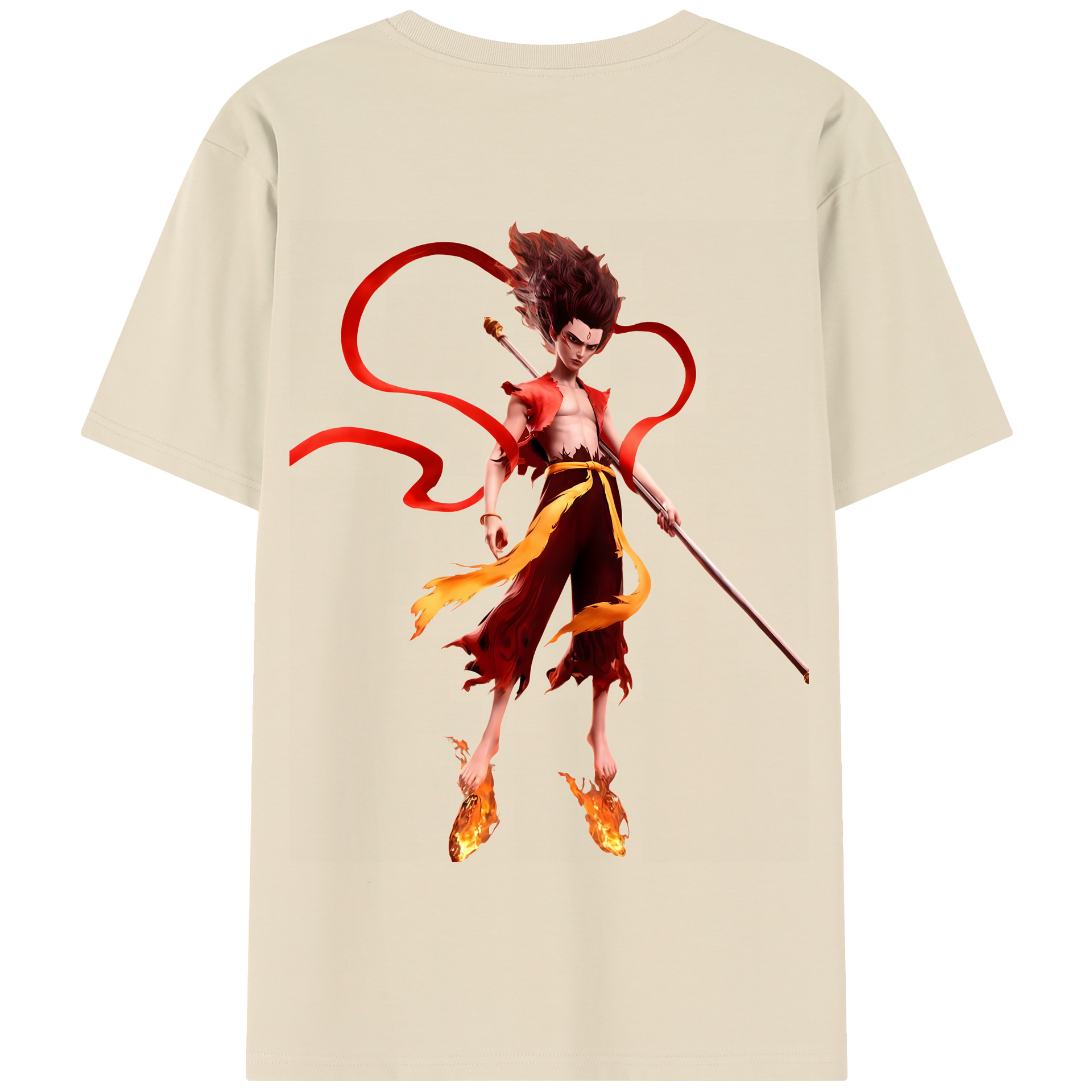 （画像用） Ne Zha 2 ナタ 魔童の大暴れ 綿100％半袖Tシャツ（背面プリント）