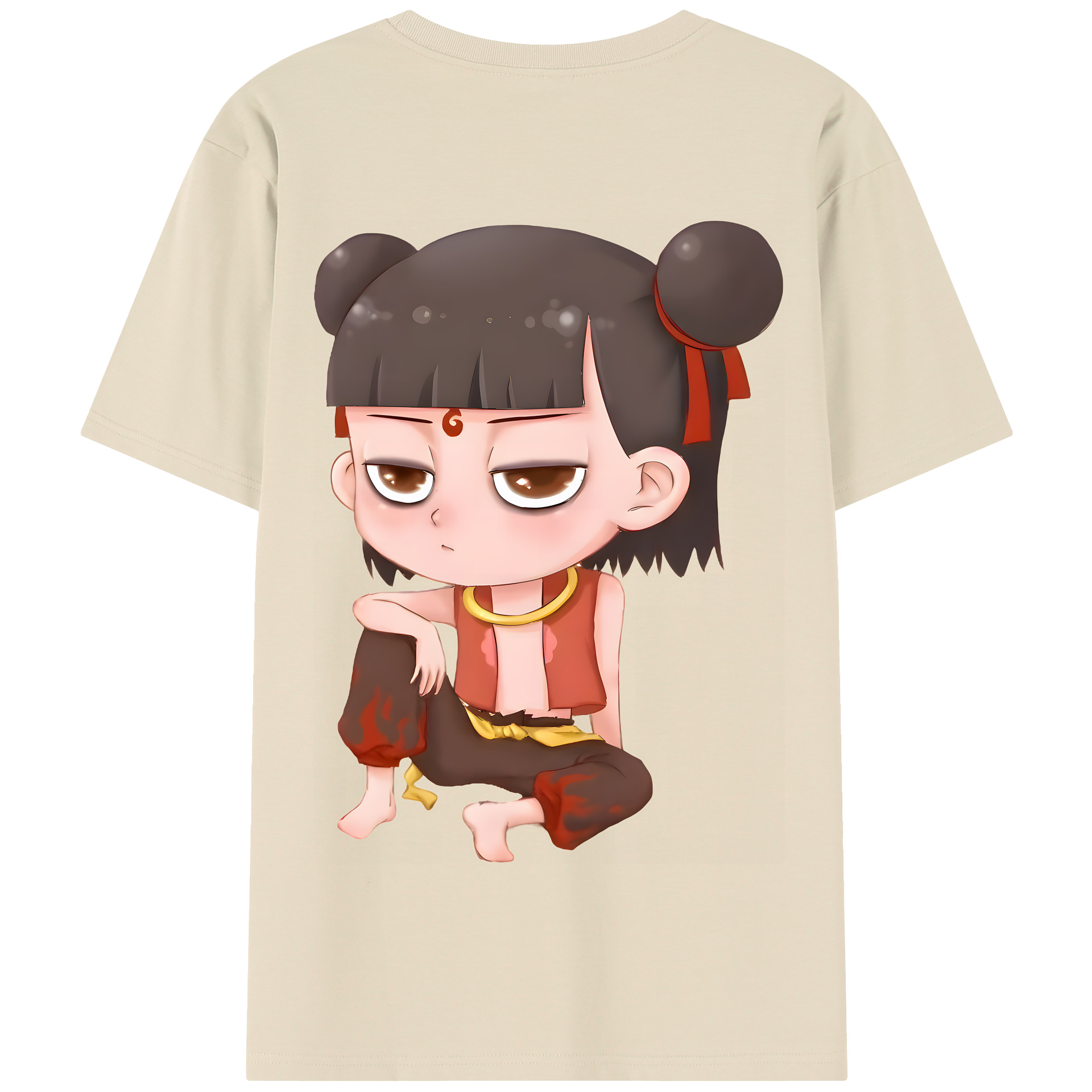 （画像用） Ne Zha 2 ナタ 魔童の大暴れ 綿100％半袖Tシャツ（背面プリント）
