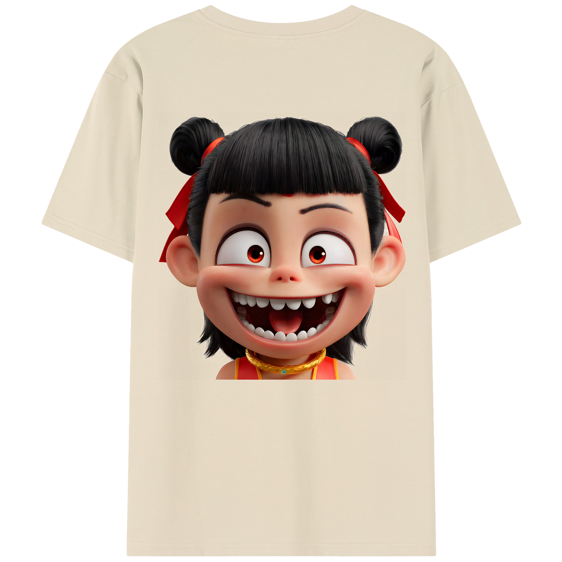 （画像用） Ne Zha 2 ナタ 魔童の大暴れ 綿100％半袖Tシャツ（背面プリント）