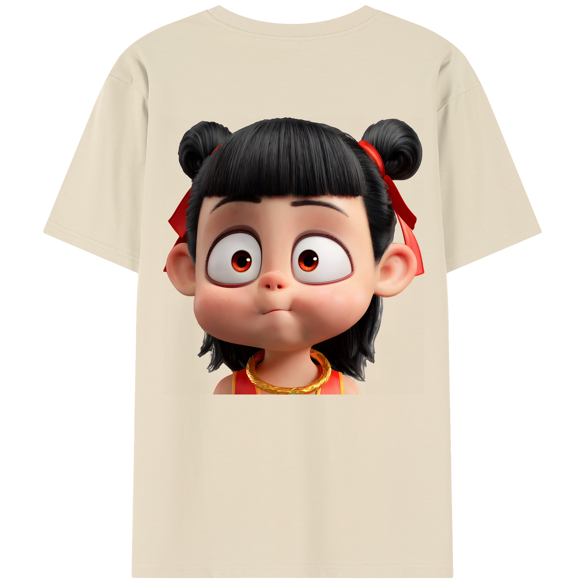 （画像用） Ne Zha 2 ナタ 魔童の大暴れ 綿100％半袖Tシャツ（背面プリント）