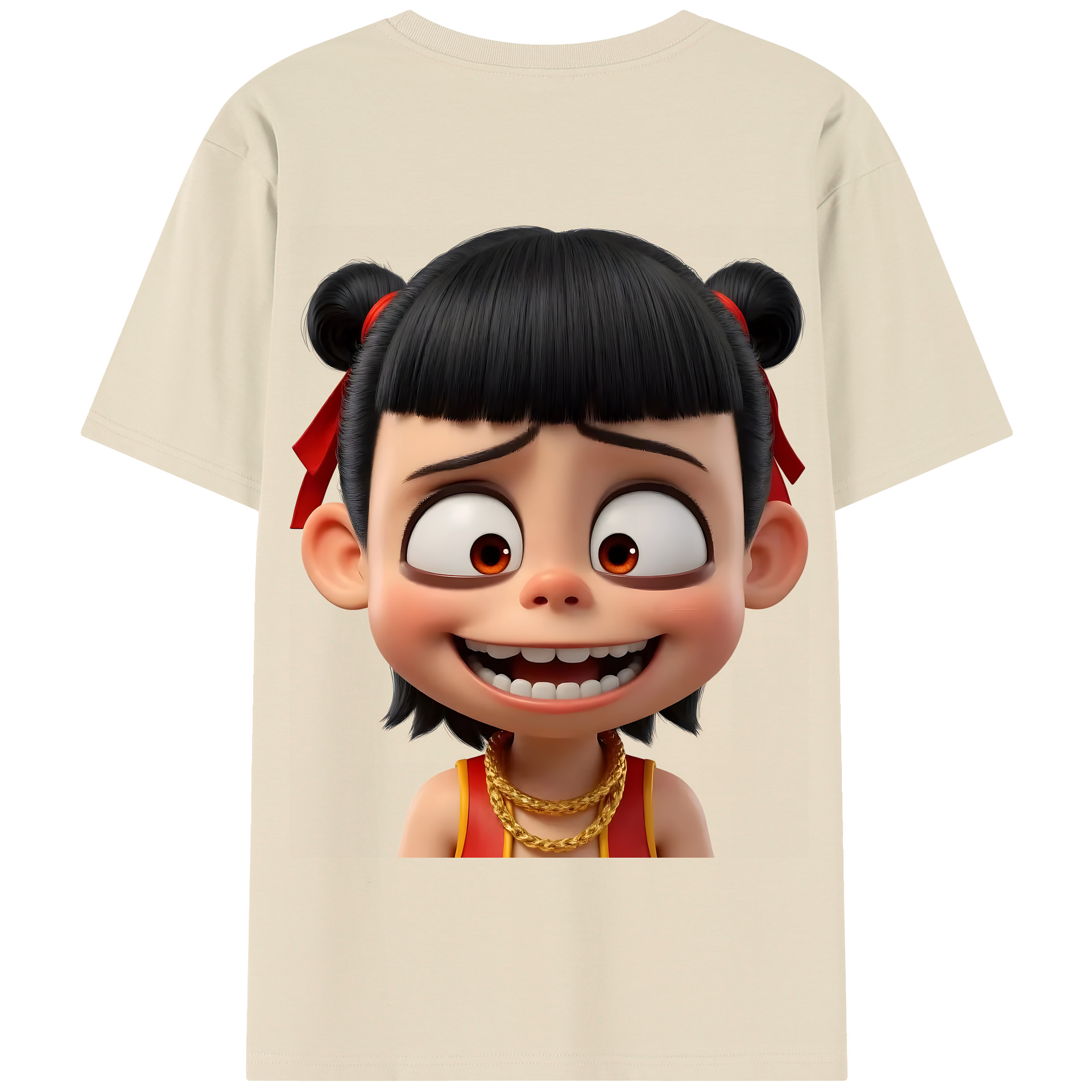 （画像用） Ne Zha 2 ナタ 魔童の大暴れ 綿100％半袖Tシャツ（背面プリント）