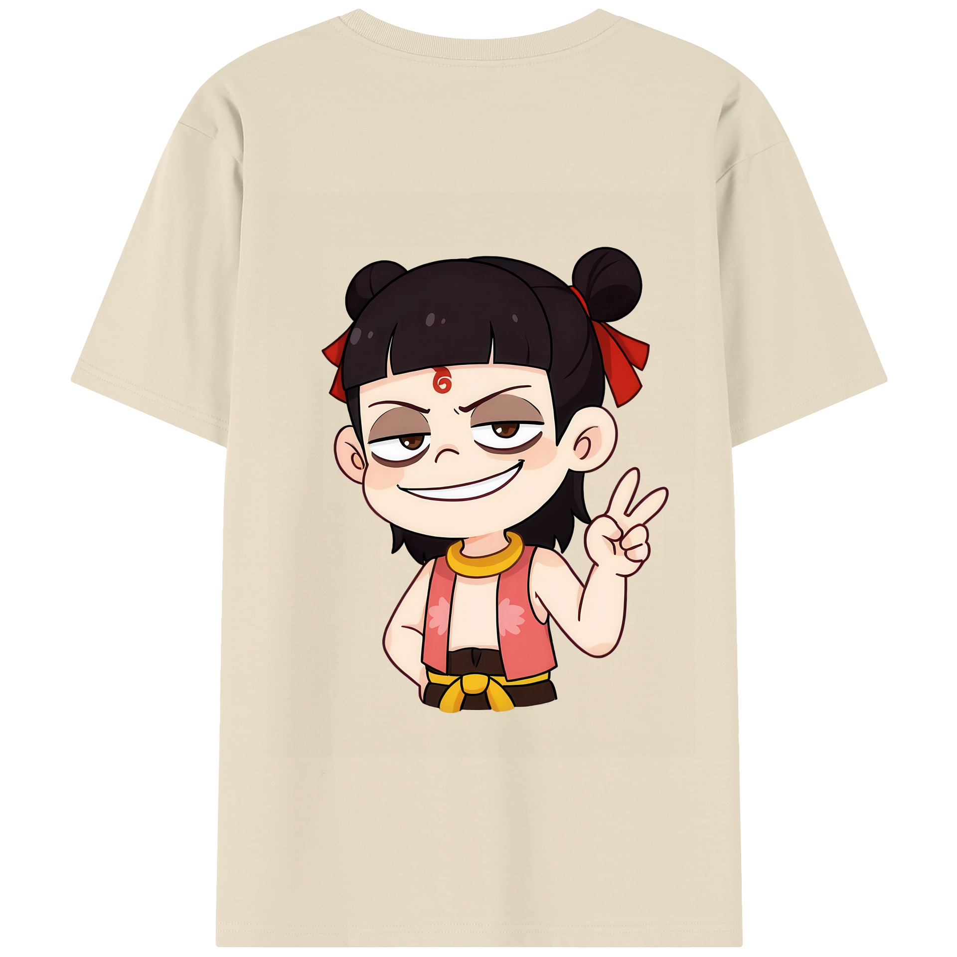 （画像用） Ne Zha 2 ナタ 魔童の大暴れ 綿100％半袖Tシャツ（背面プリント）