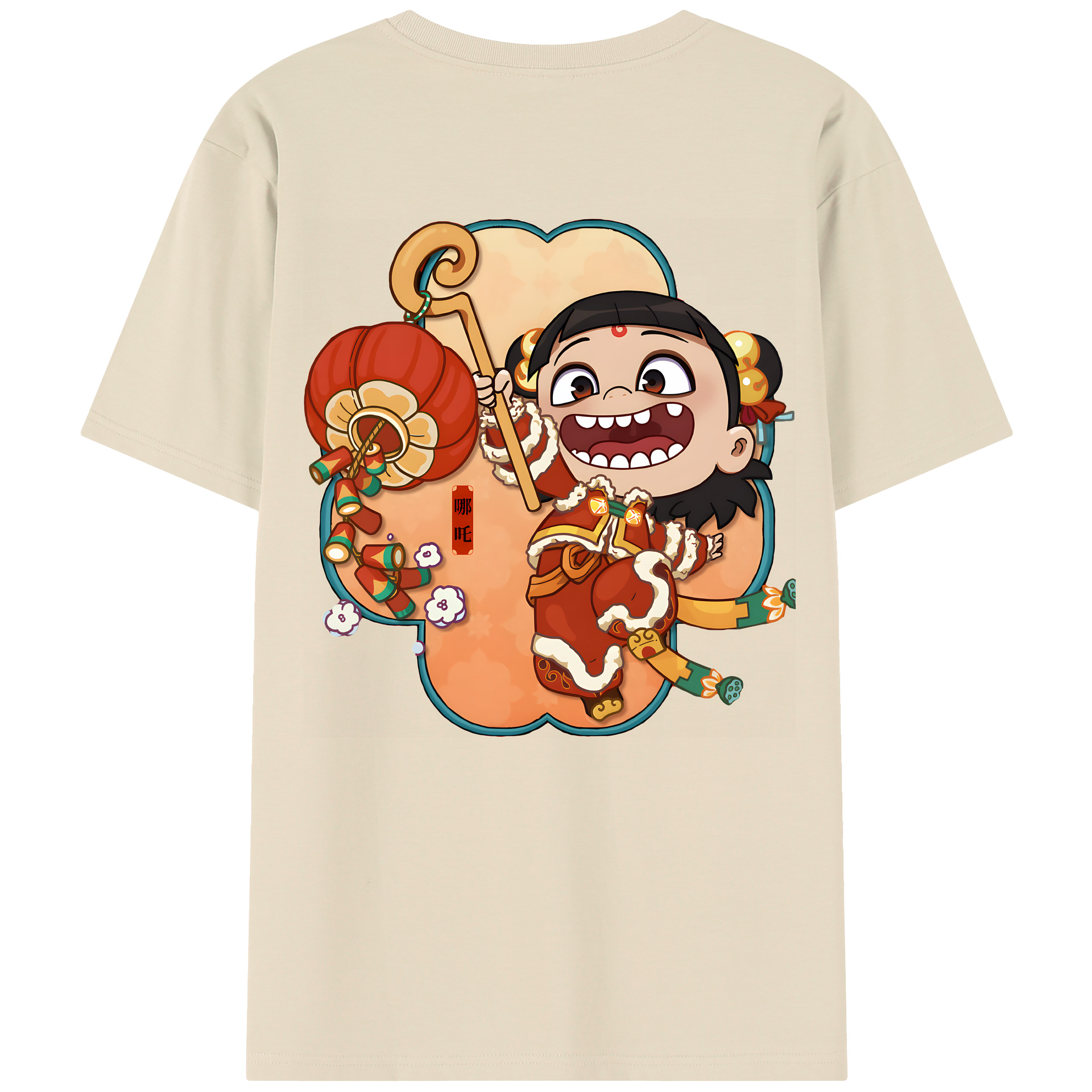 （画像用） Ne Zha 2 ナタ 魔童の大暴れ 綿100％半袖Tシャツ（背面プリント）