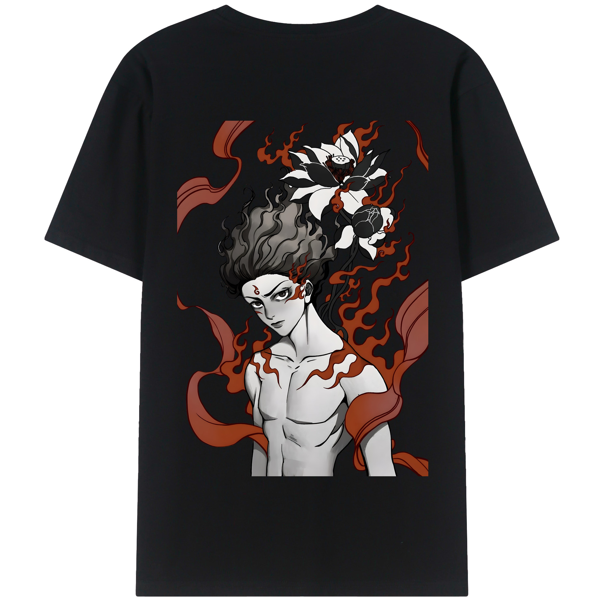 （画像用） Ne Zha 2 ナタ 魔童の大暴れ 綿100％半袖Tシャツ（背面プリント）