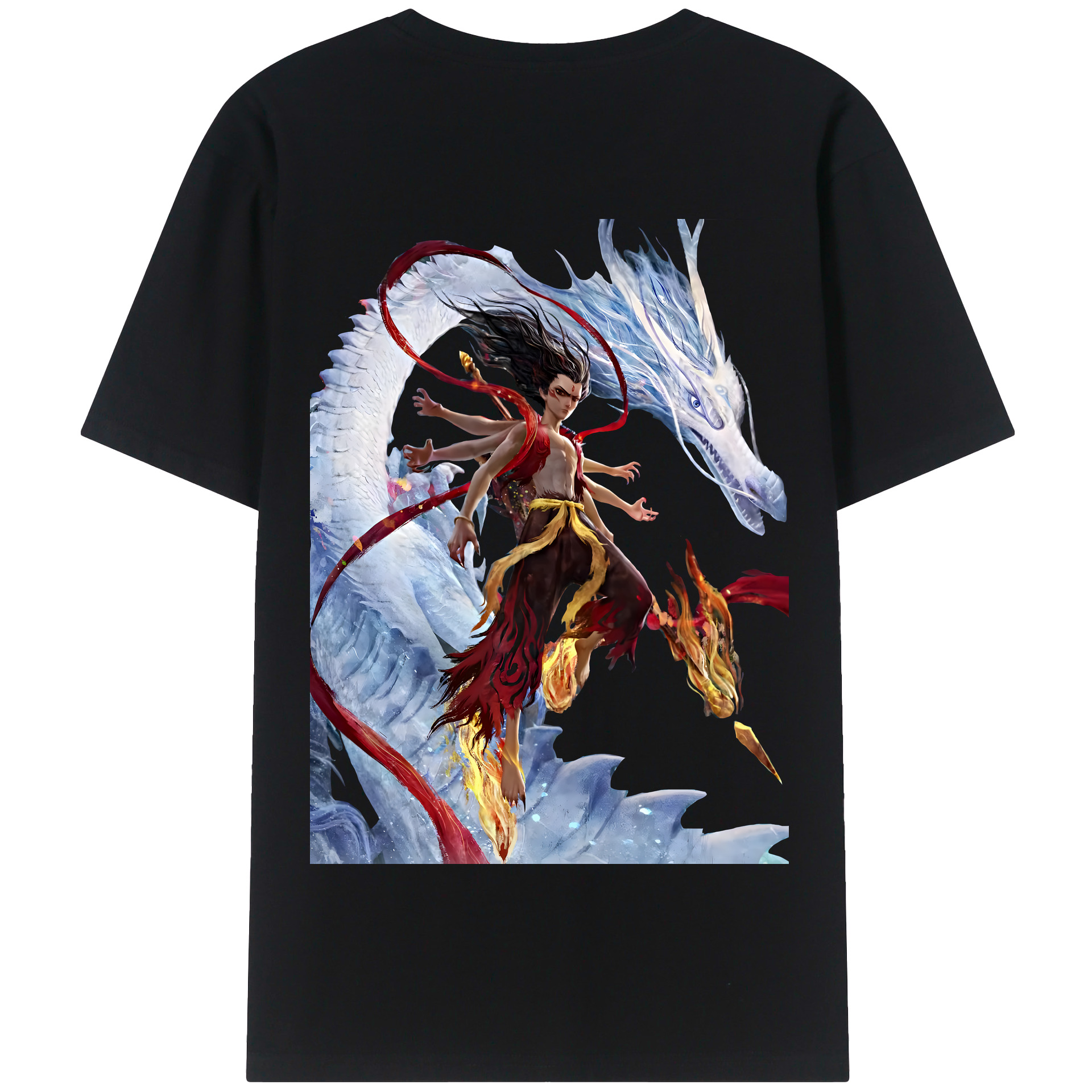 （画像用） Ne Zha 2 ナタ 魔童の大暴れ 綿100％半袖Tシャツ（背面プリント）