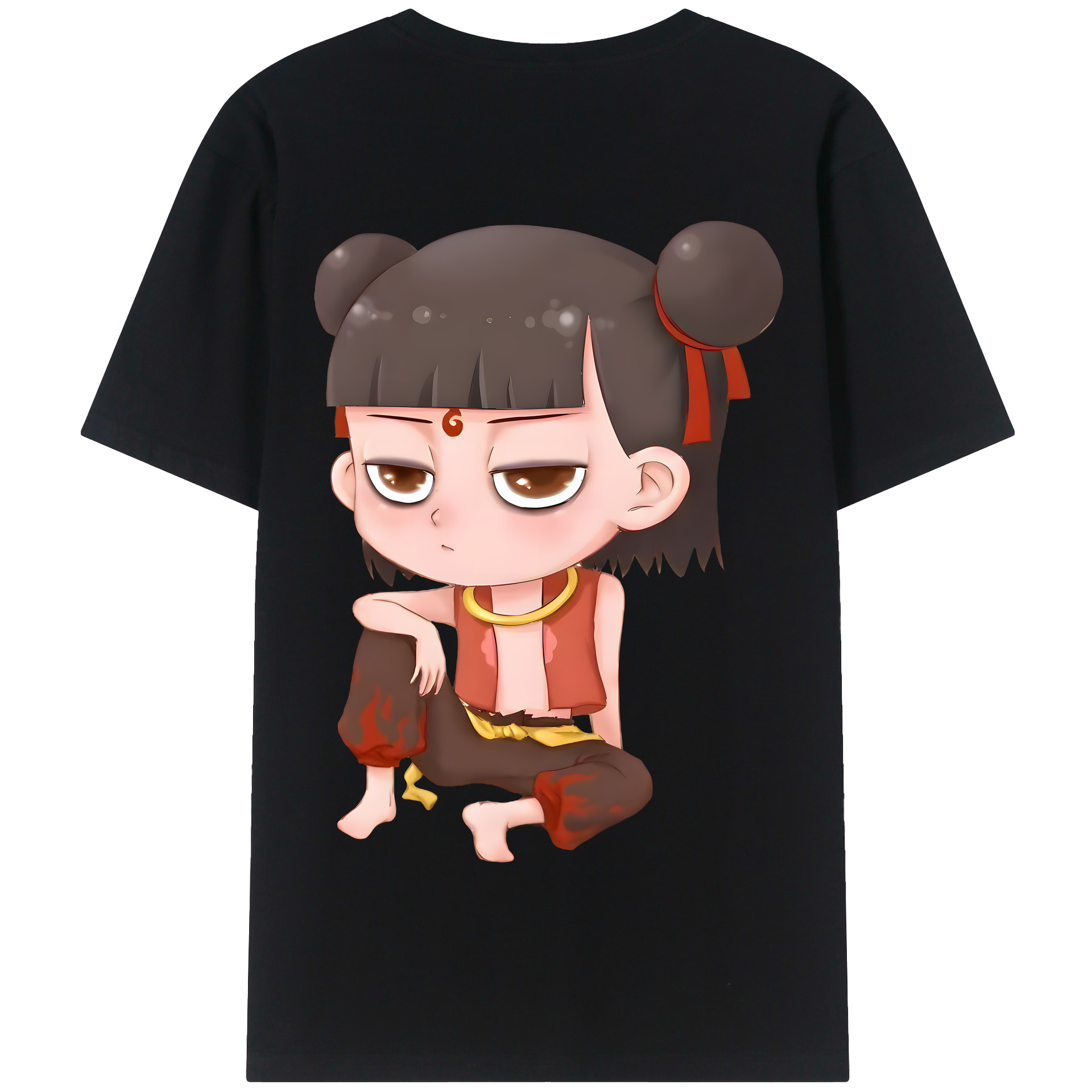 （画像用） Ne Zha 2 ナタ 魔童の大暴れ 綿100％半袖Tシャツ（背面プリント）