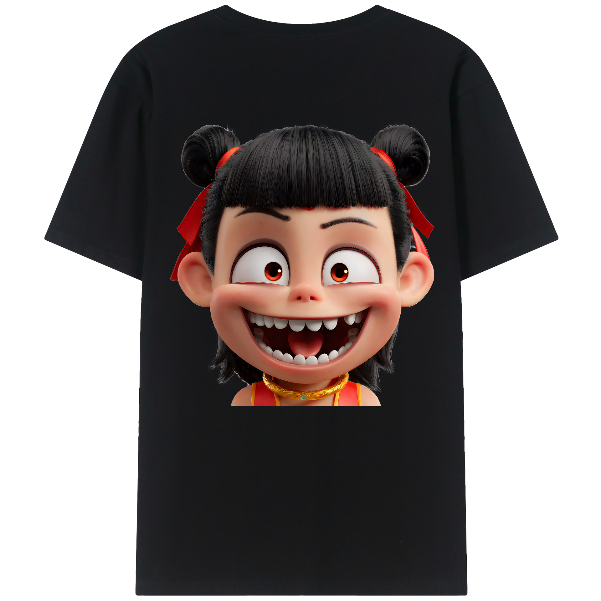 （画像用） Ne Zha 2 ナタ 魔童の大暴れ 綿100％半袖Tシャツ（背面プリント）