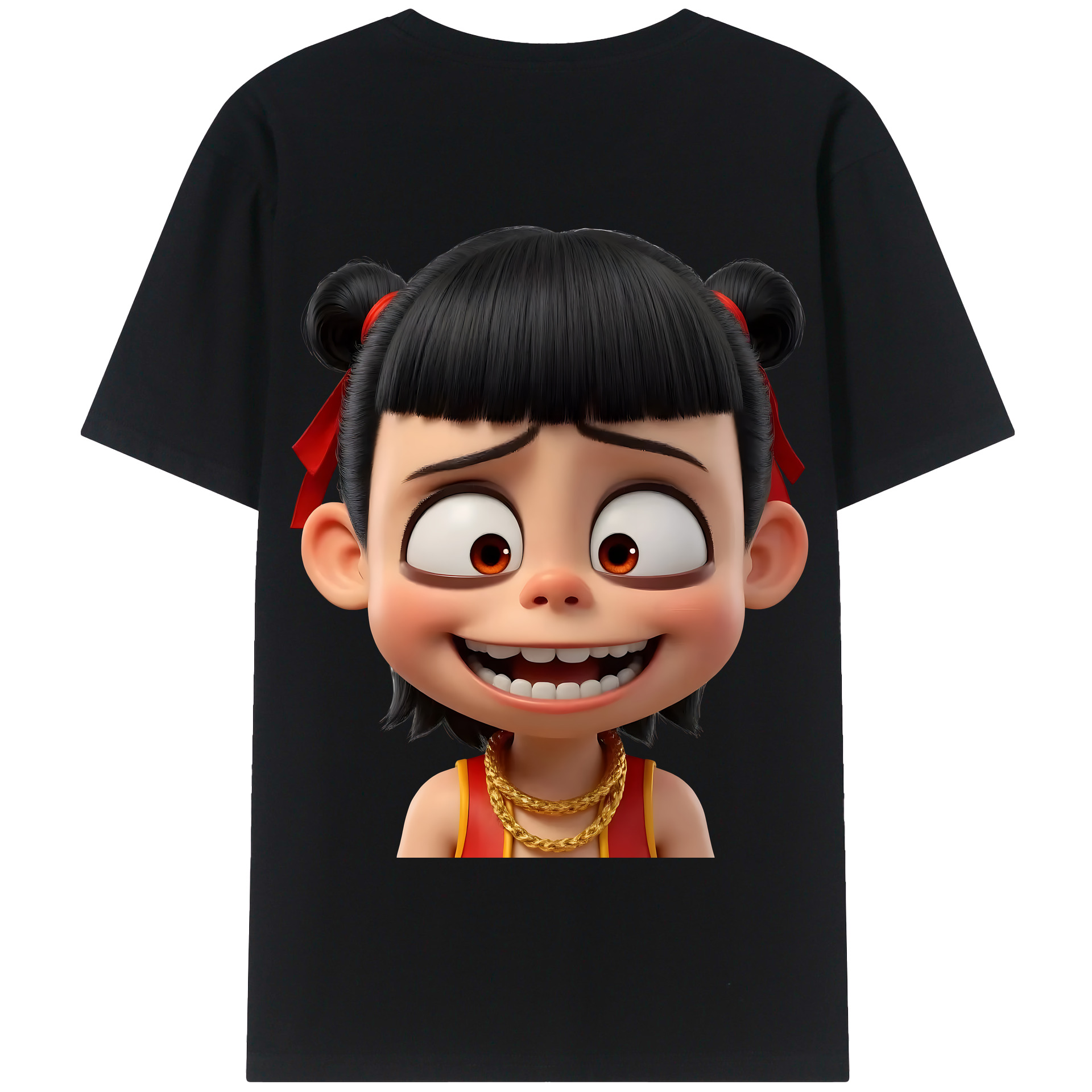 （画像用） Ne Zha 2 ナタ 魔童の大暴れ 綿100％半袖Tシャツ（背面プリント）