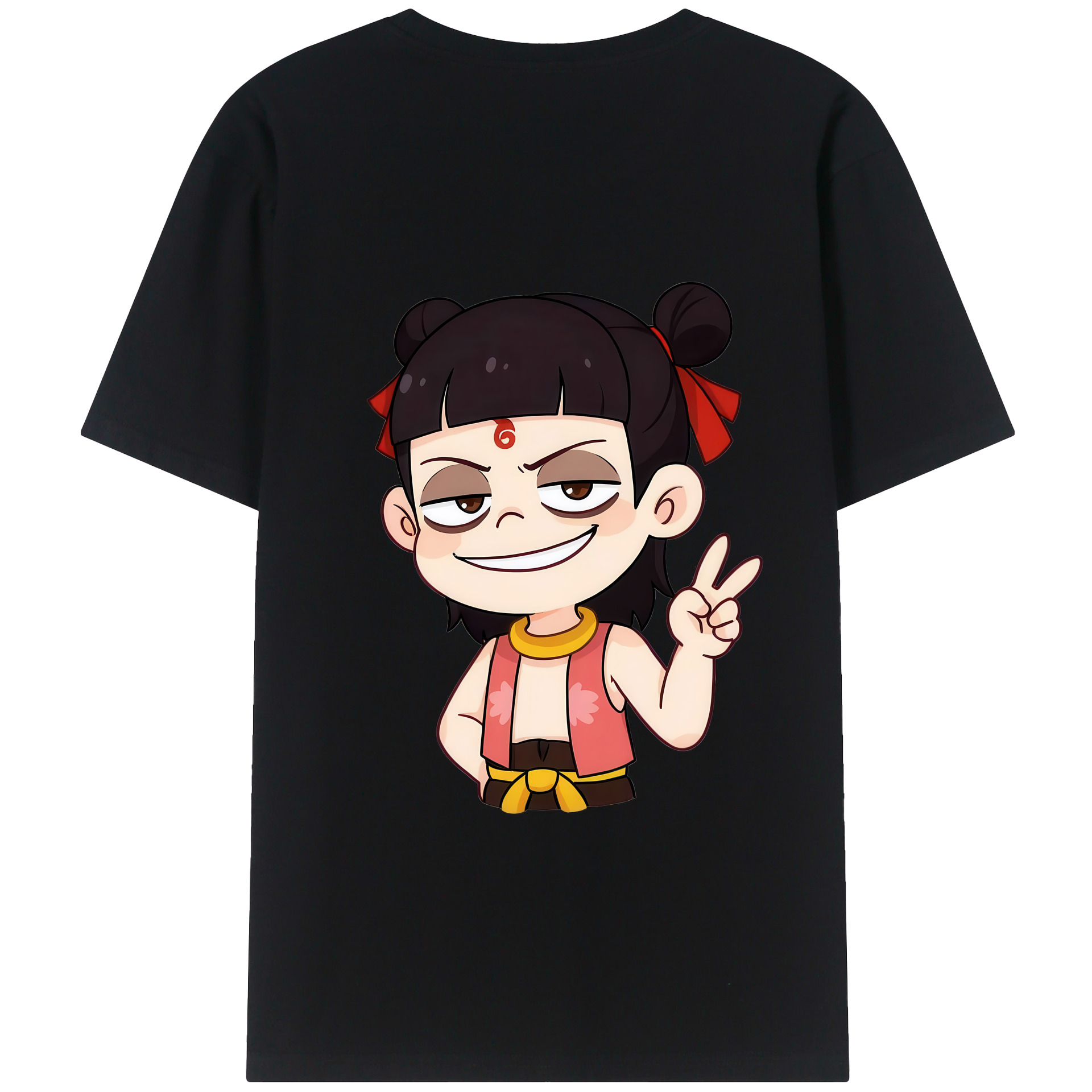 （画像用） Ne Zha 2 ナタ 魔童の大暴れ 綿100％半袖Tシャツ（背面プリント）