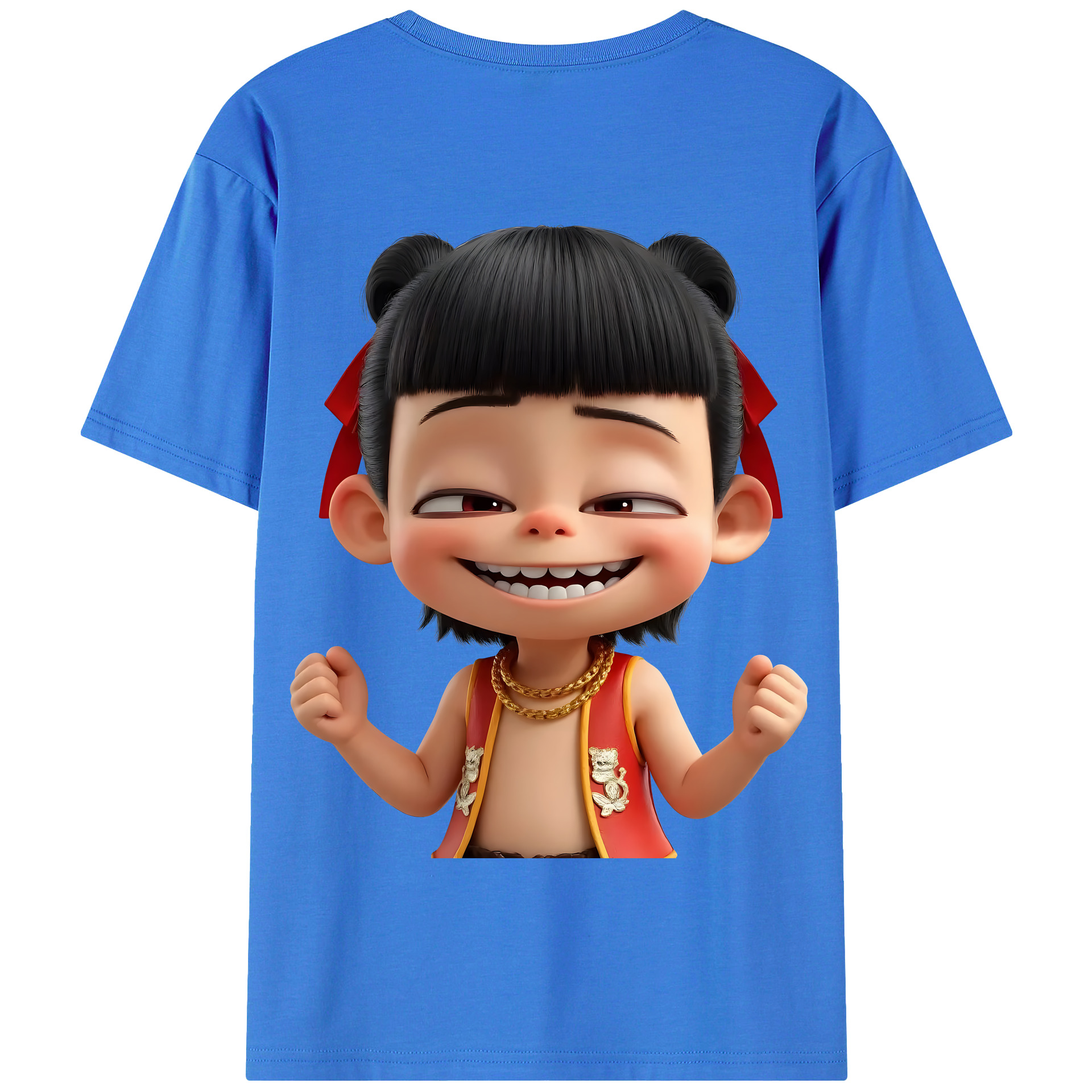 （画像用） Ne Zha 2 ナタ 魔童の大暴れ 綿100％半袖Tシャツ（背面プリント）