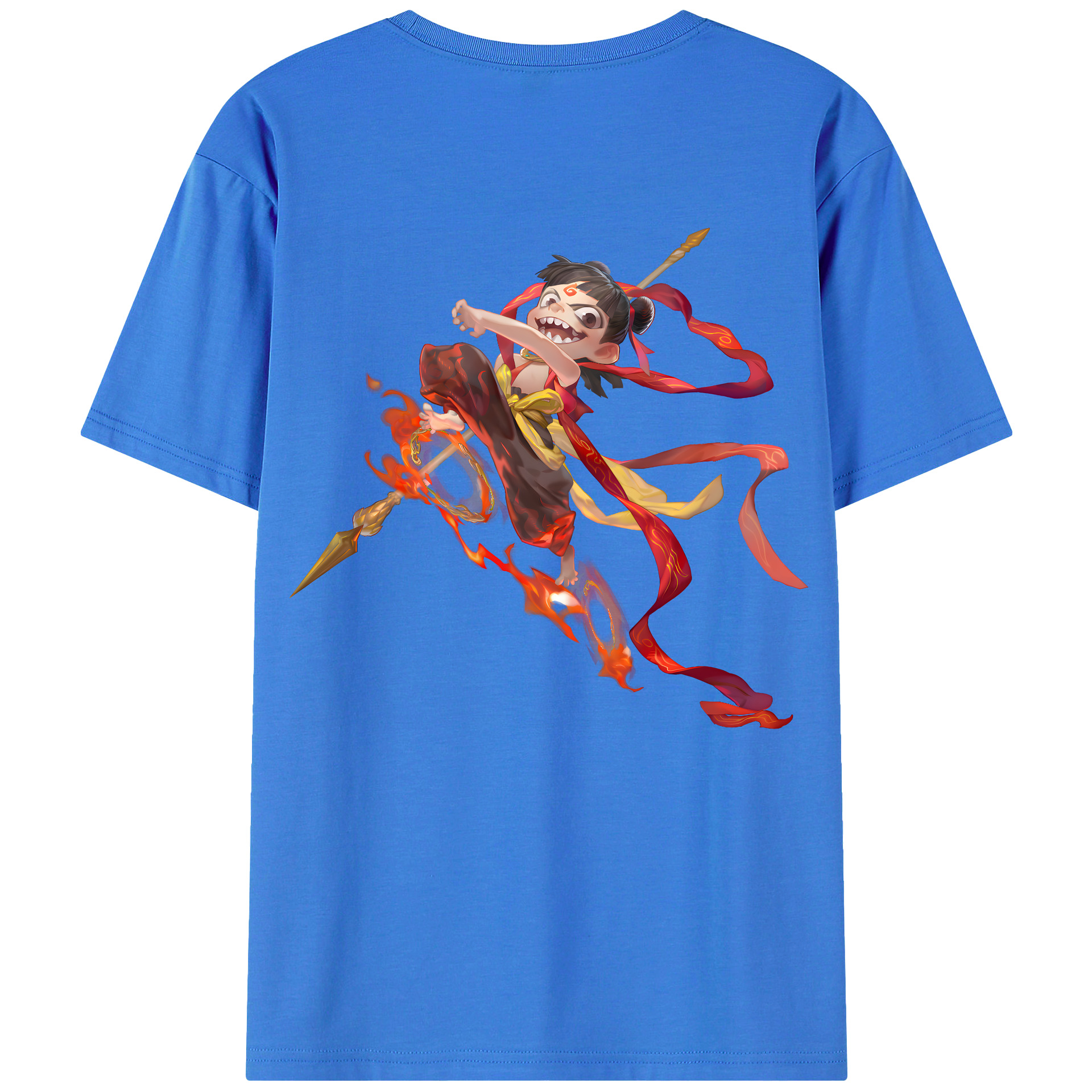 （画像用） Ne Zha 2 ナタ 魔童の大暴れ 綿100％半袖Tシャツ（背面プリント）