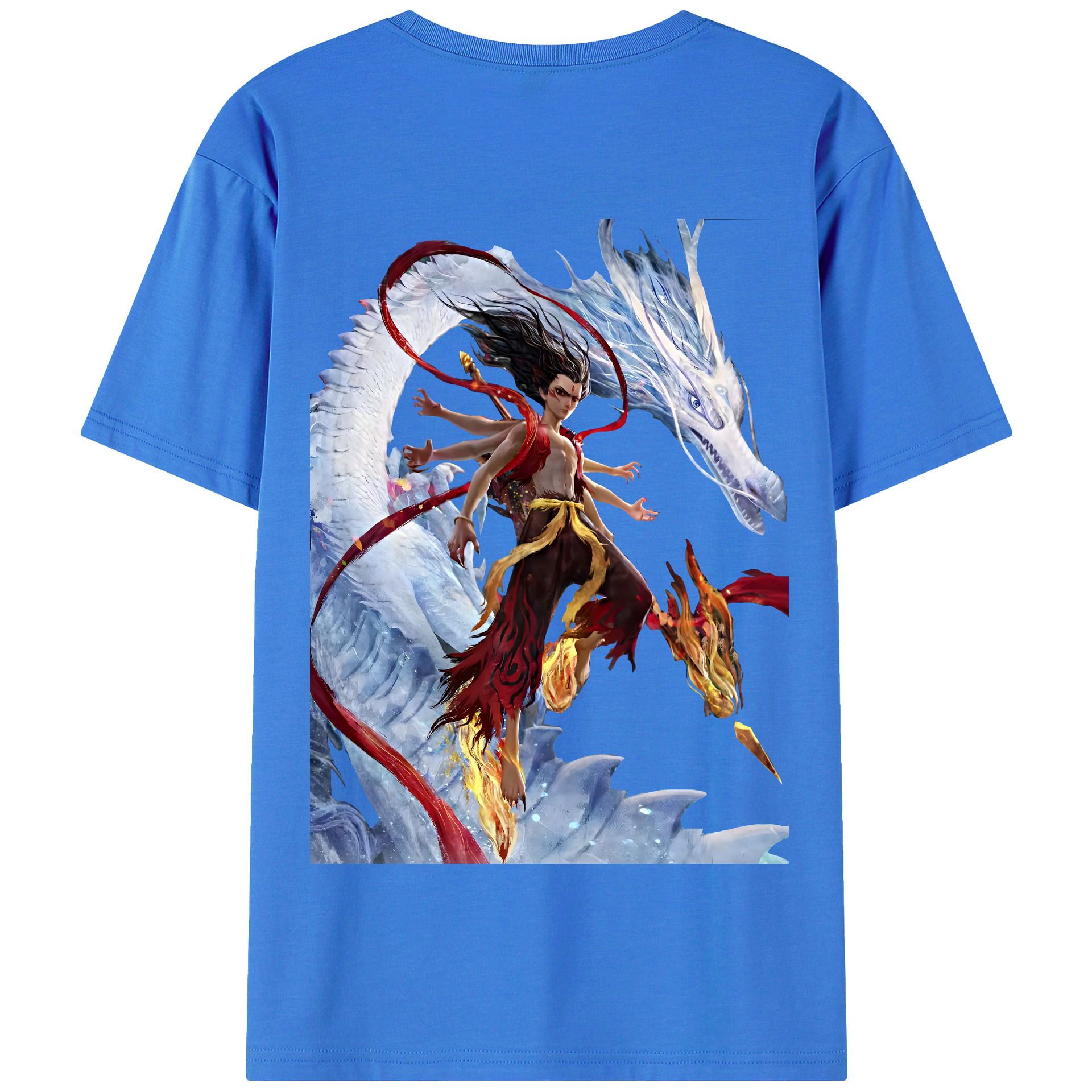 （画像用） Ne Zha 2 ナタ 魔童の大暴れ 綿100％半袖Tシャツ（背面プリント）