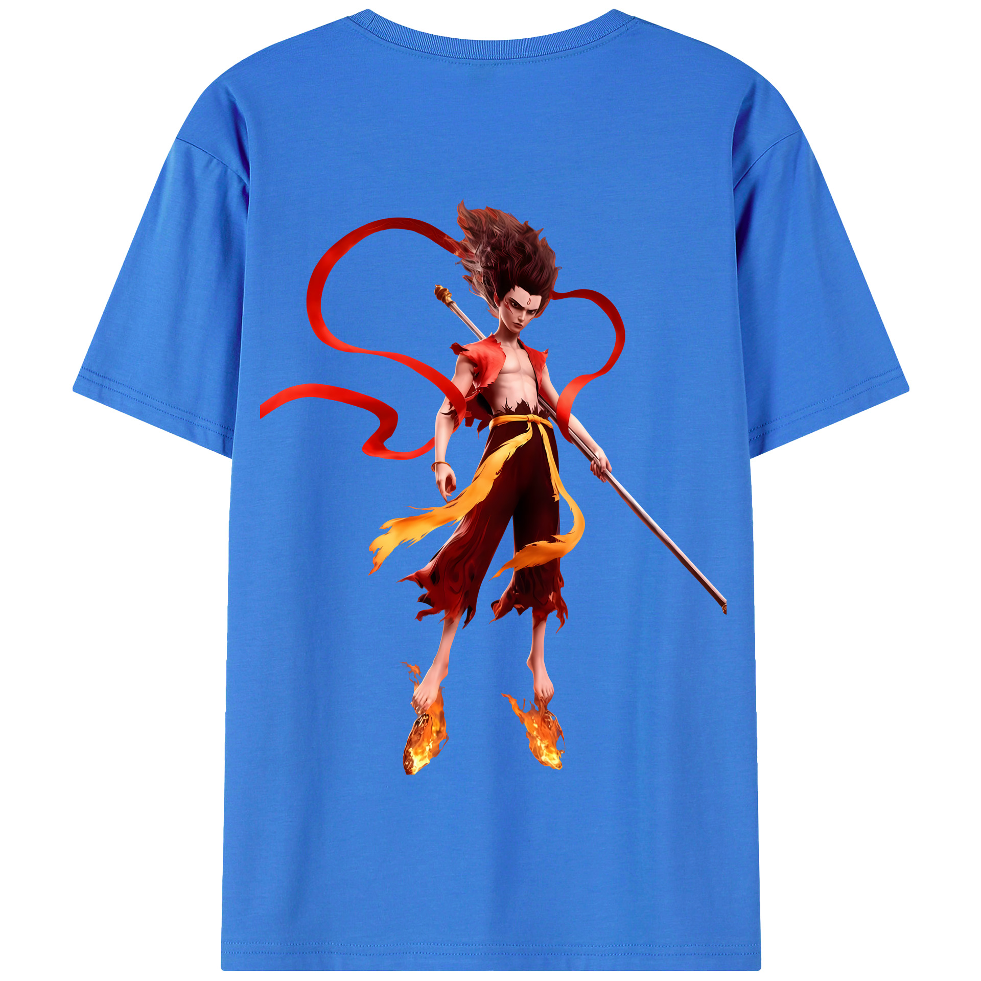 （画像用） Ne Zha 2 ナタ 魔童の大暴れ 綿100％半袖Tシャツ（背面プリント）