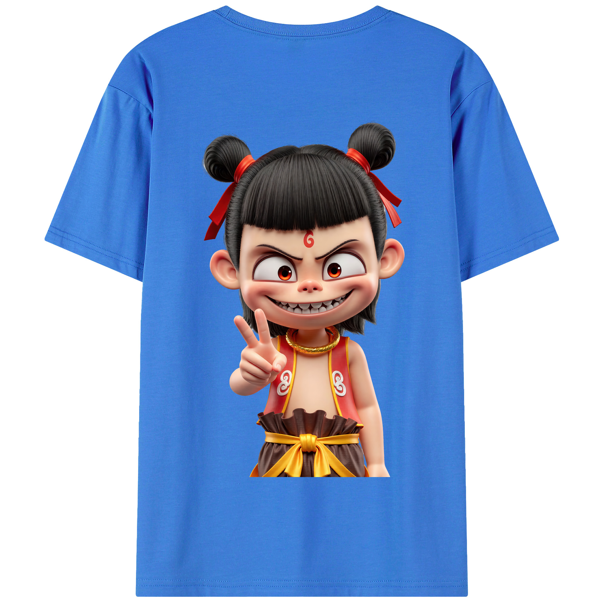 （画像用） Ne Zha 2 ナタ 魔童の大暴れ 綿100％半袖Tシャツ（背面プリント）