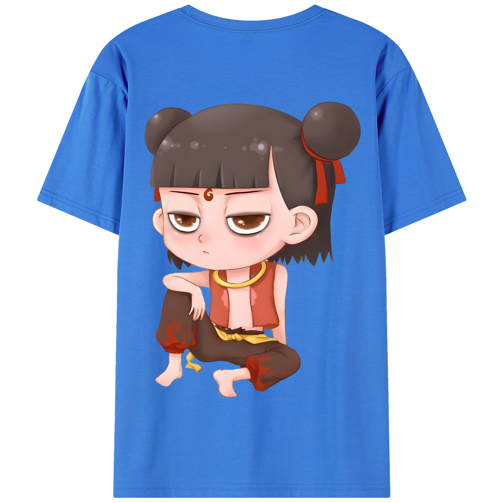 （画像用） Ne Zha 2 ナタ 魔童の大暴れ 綿100％半袖Tシャツ（背面プリント）