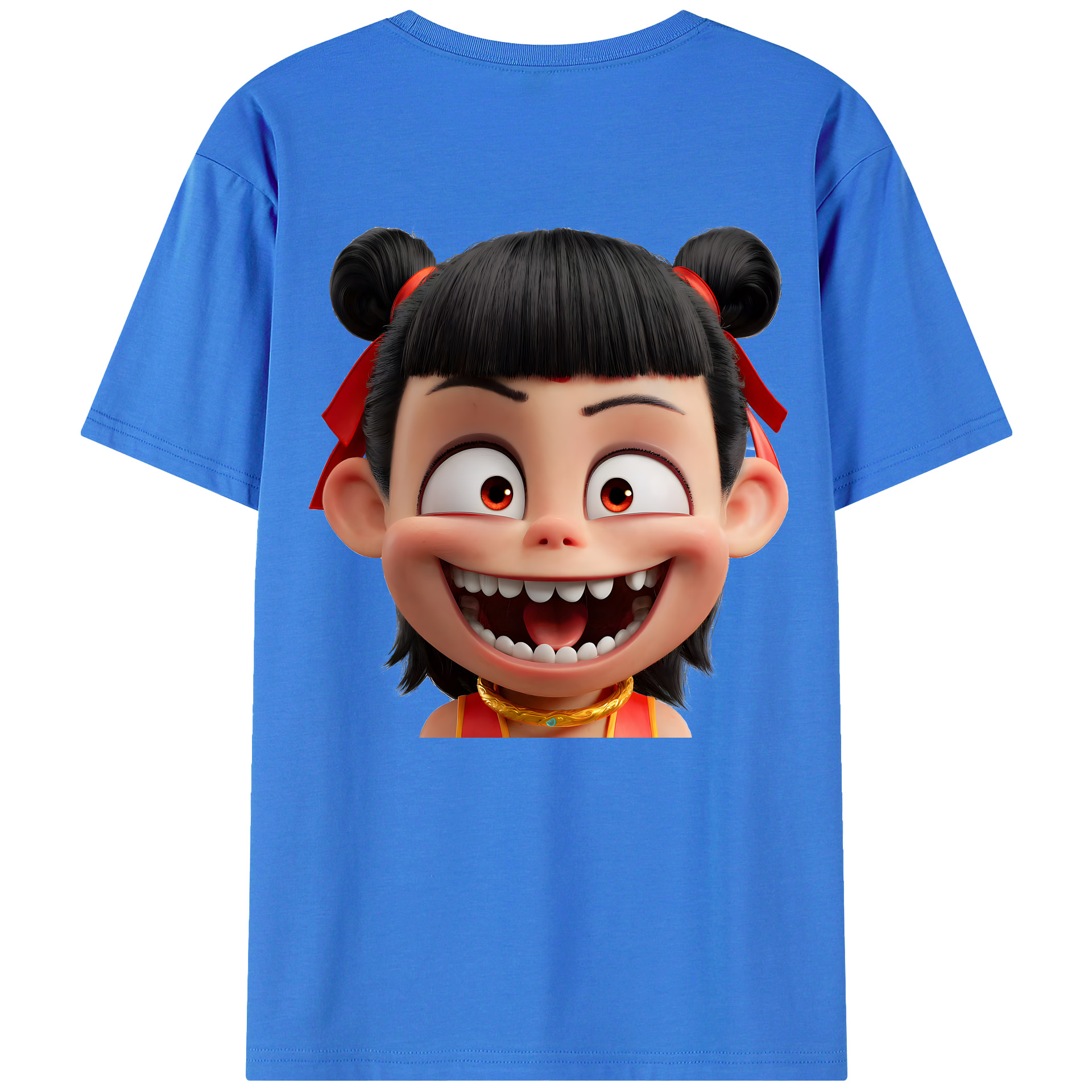 （画像用） Ne Zha 2 ナタ 魔童の大暴れ 綿100％半袖Tシャツ（背面プリント）