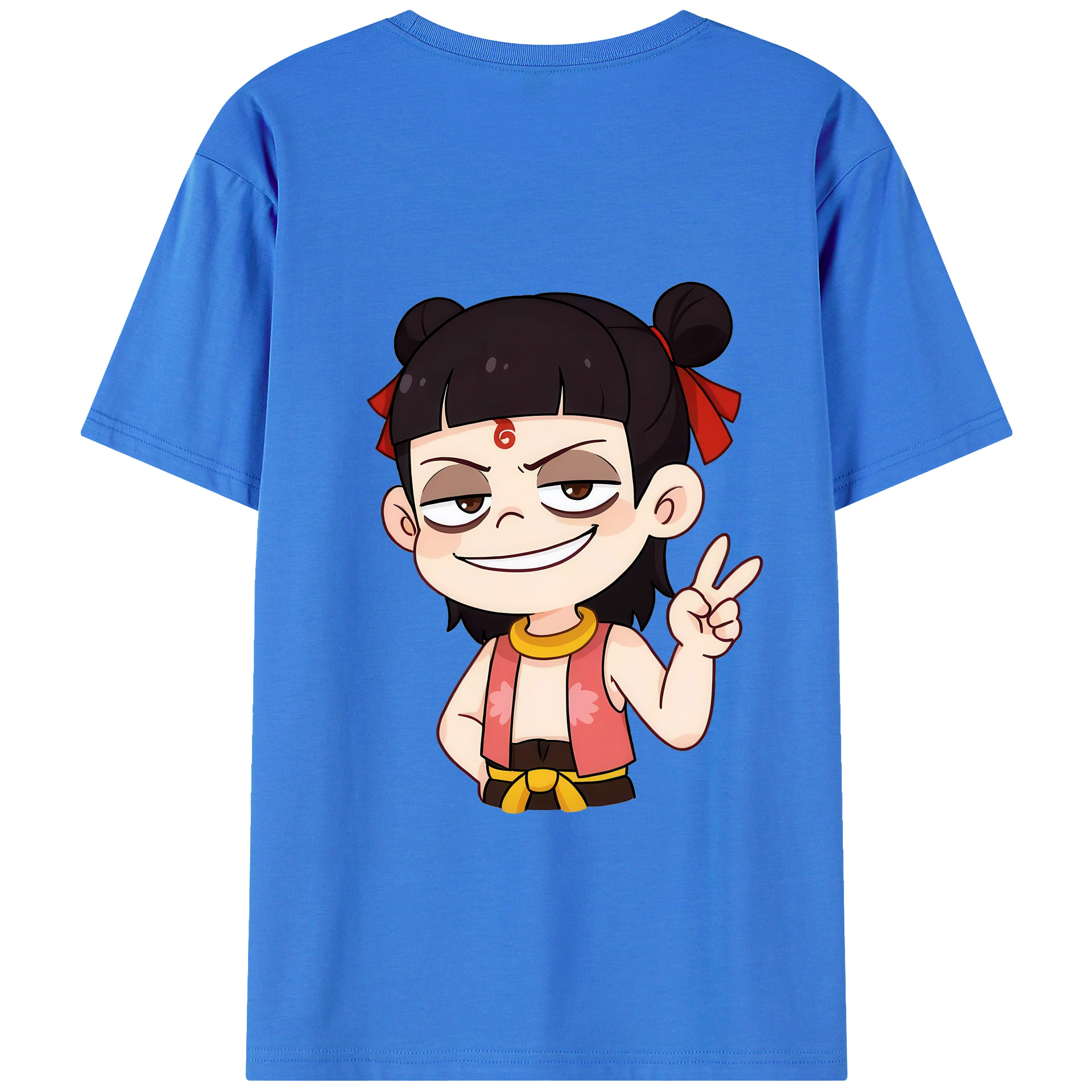 （画像用） Ne Zha 2 ナタ 魔童の大暴れ 綿100％半袖Tシャツ（背面プリント）
