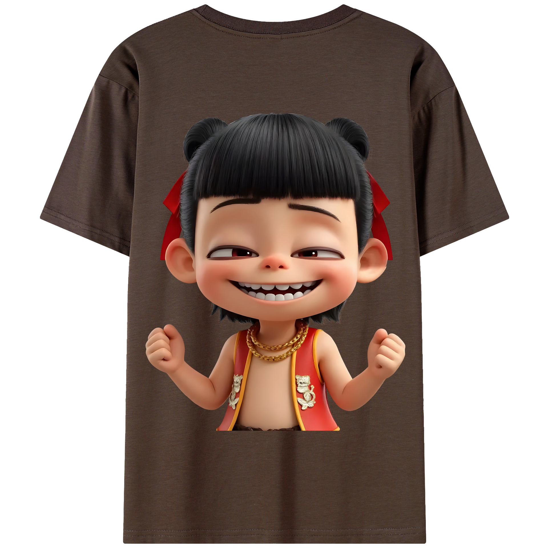 （画像用） Ne Zha 2 ナタ 魔童の大暴れ 綿100％半袖Tシャツ（背面プリント）