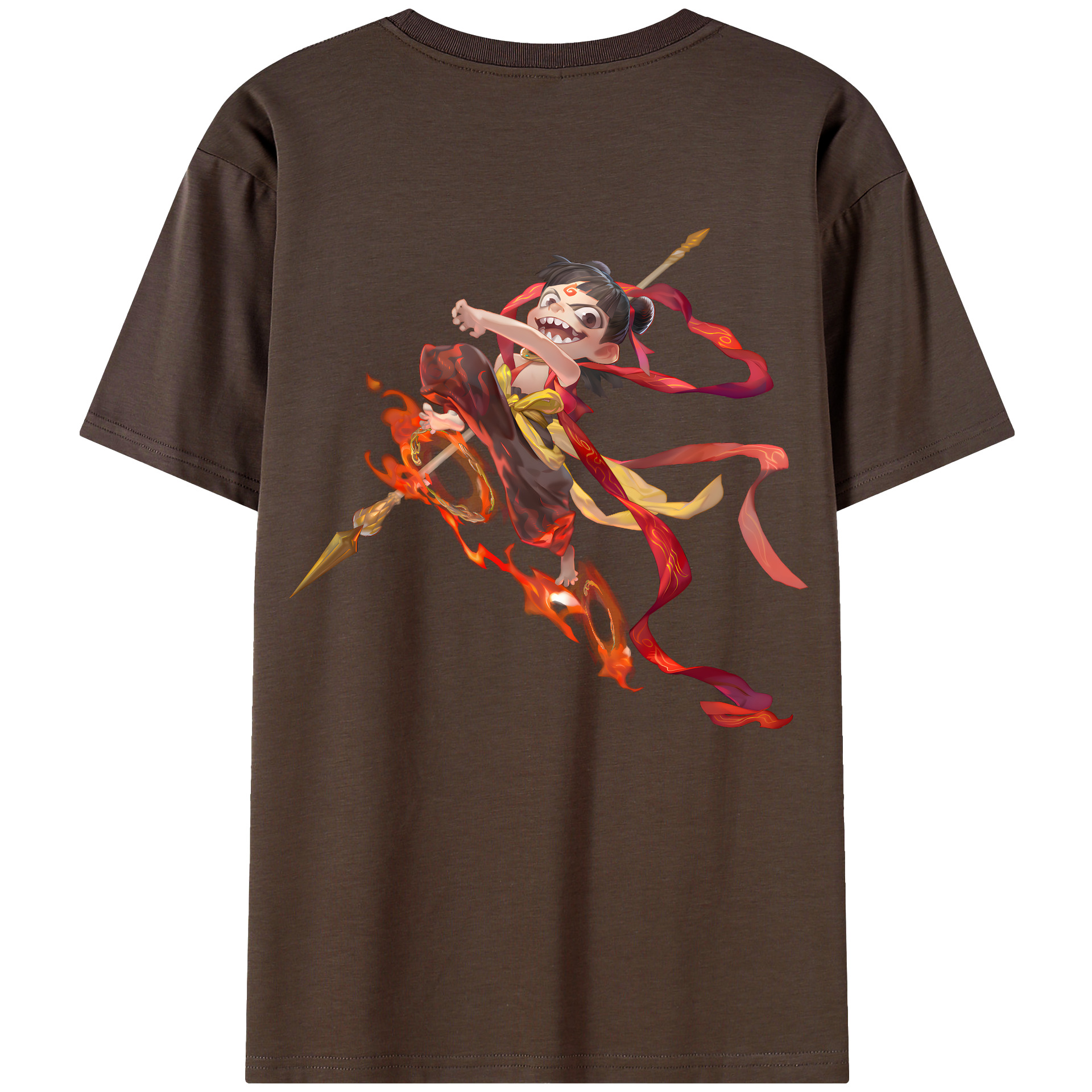 （画像用） Ne Zha 2 ナタ 魔童の大暴れ 綿100％半袖Tシャツ（背面プリント）