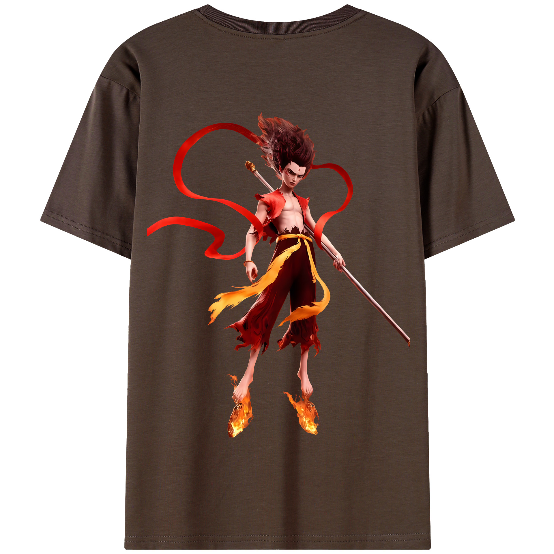 （画像用） Ne Zha 2 ナタ 魔童の大暴れ 綿100％半袖Tシャツ（背面プリント）