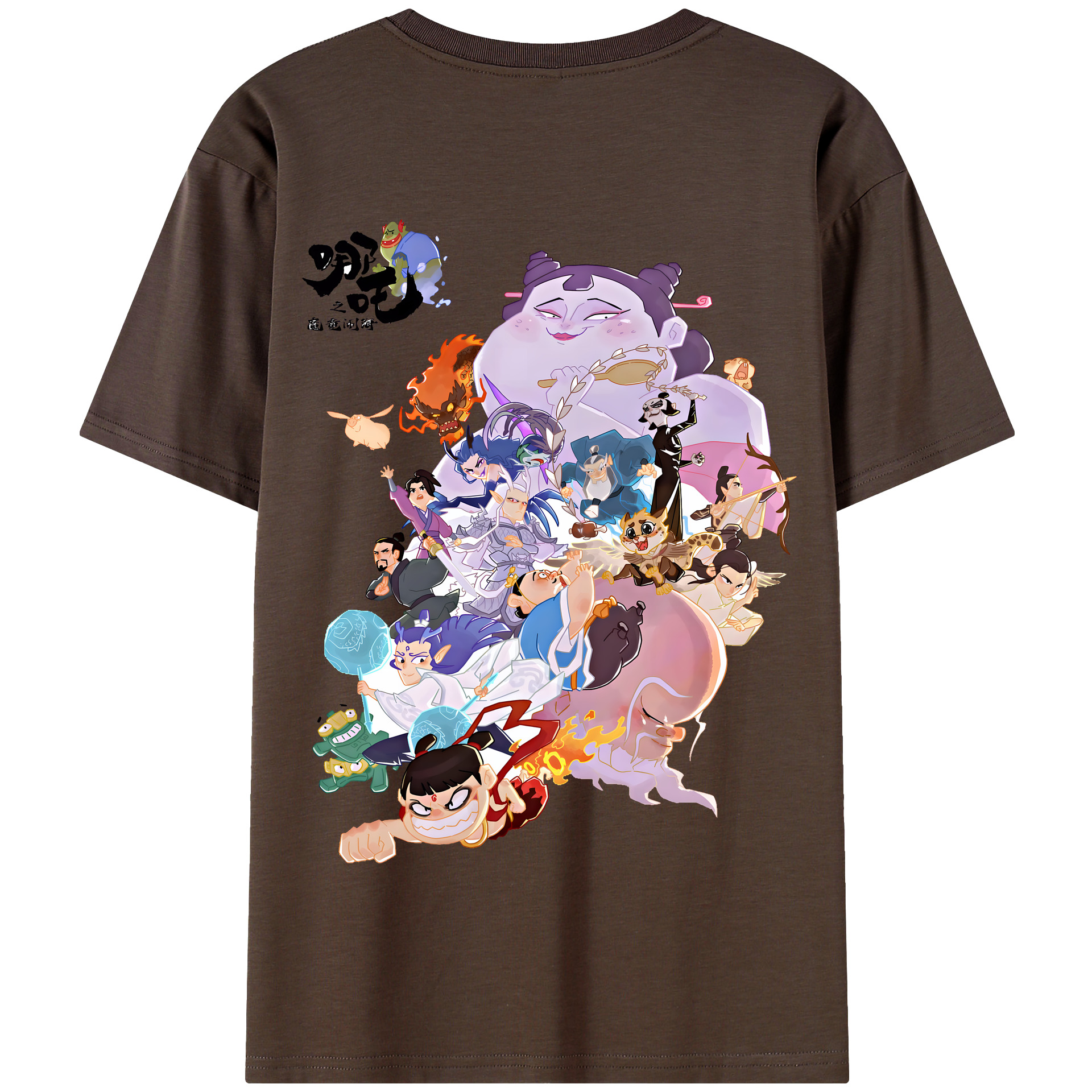（画像用） Ne Zha 2 ナタ 魔童の大暴れ 綿100％半袖Tシャツ（背面プリント）