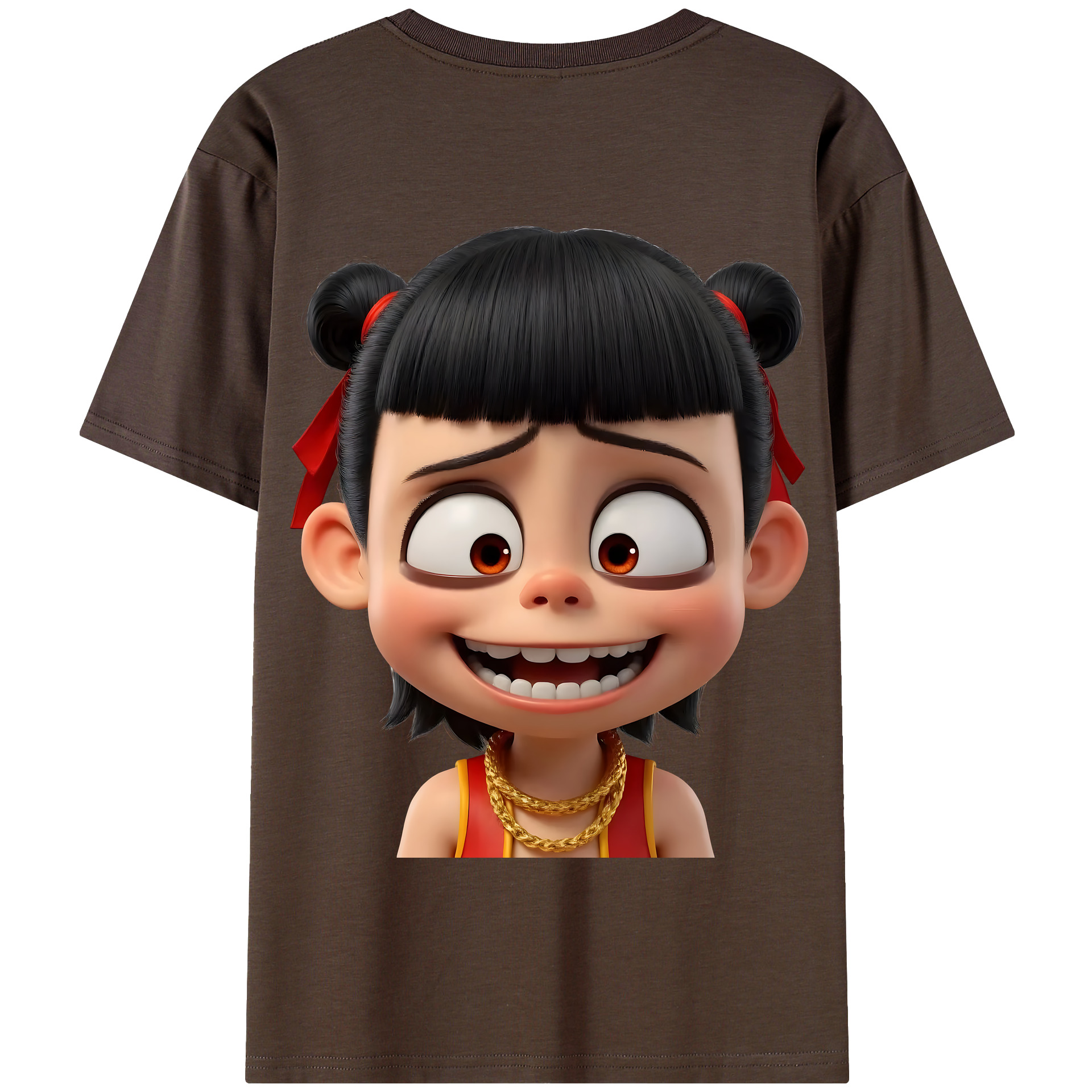 （画像用） Ne Zha 2 ナタ 魔童の大暴れ 綿100％半袖Tシャツ（背面プリント）