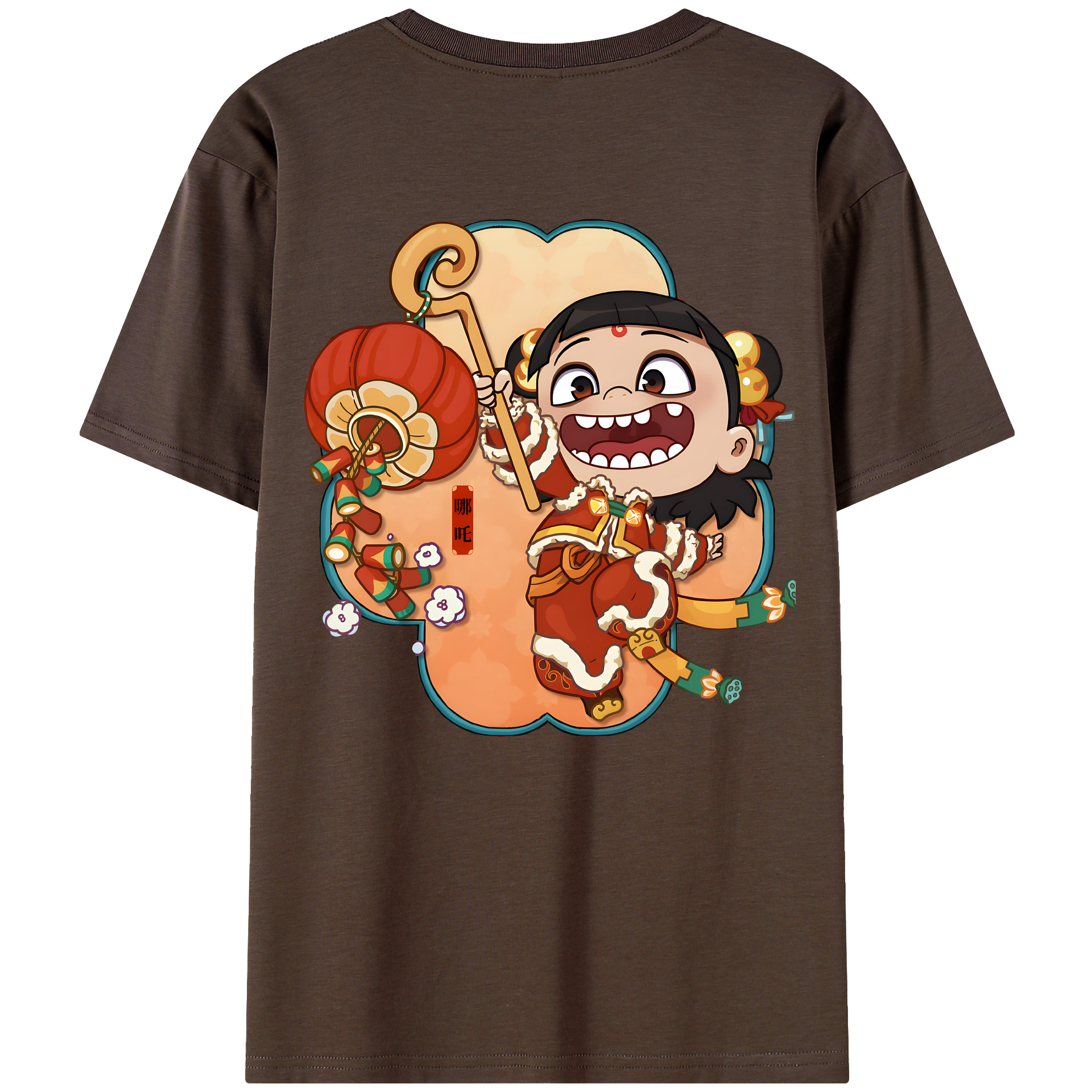 （画像用） Ne Zha 2 ナタ 魔童の大暴れ 綿100％半袖Tシャツ（背面プリント）