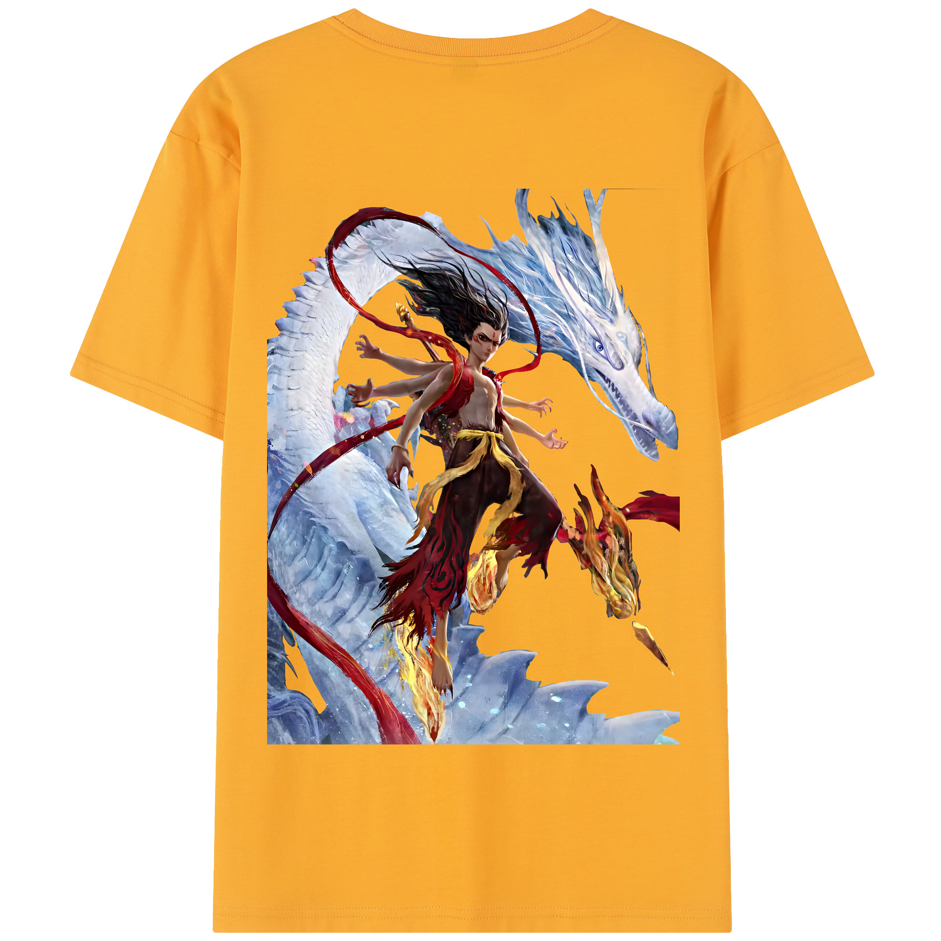 （画像用） Ne Zha 2 ナタ 魔童の大暴れ 綿100％半袖Tシャツ（背面プリント）