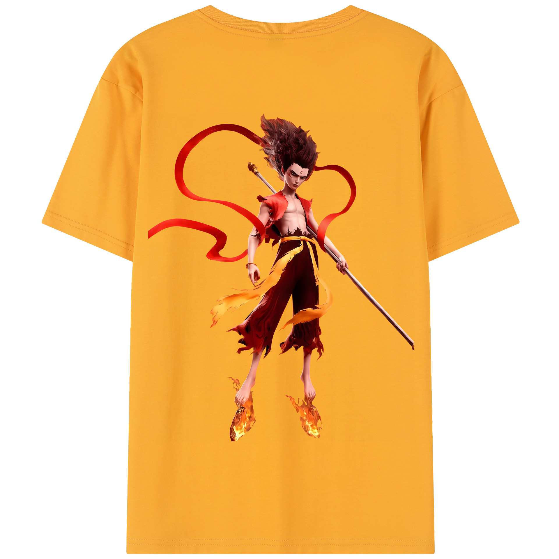 （画像用） Ne Zha 2 ナタ 魔童の大暴れ 綿100％半袖Tシャツ（背面プリント）