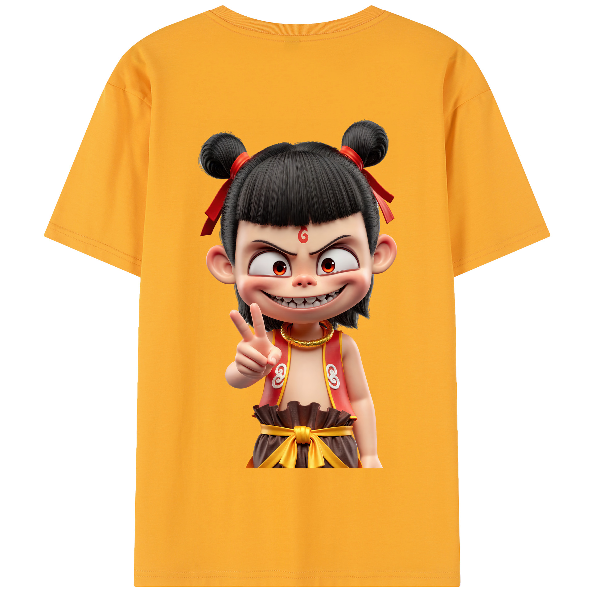 （画像用） Ne Zha 2 ナタ 魔童の大暴れ 綿100％半袖Tシャツ（背面プリント）