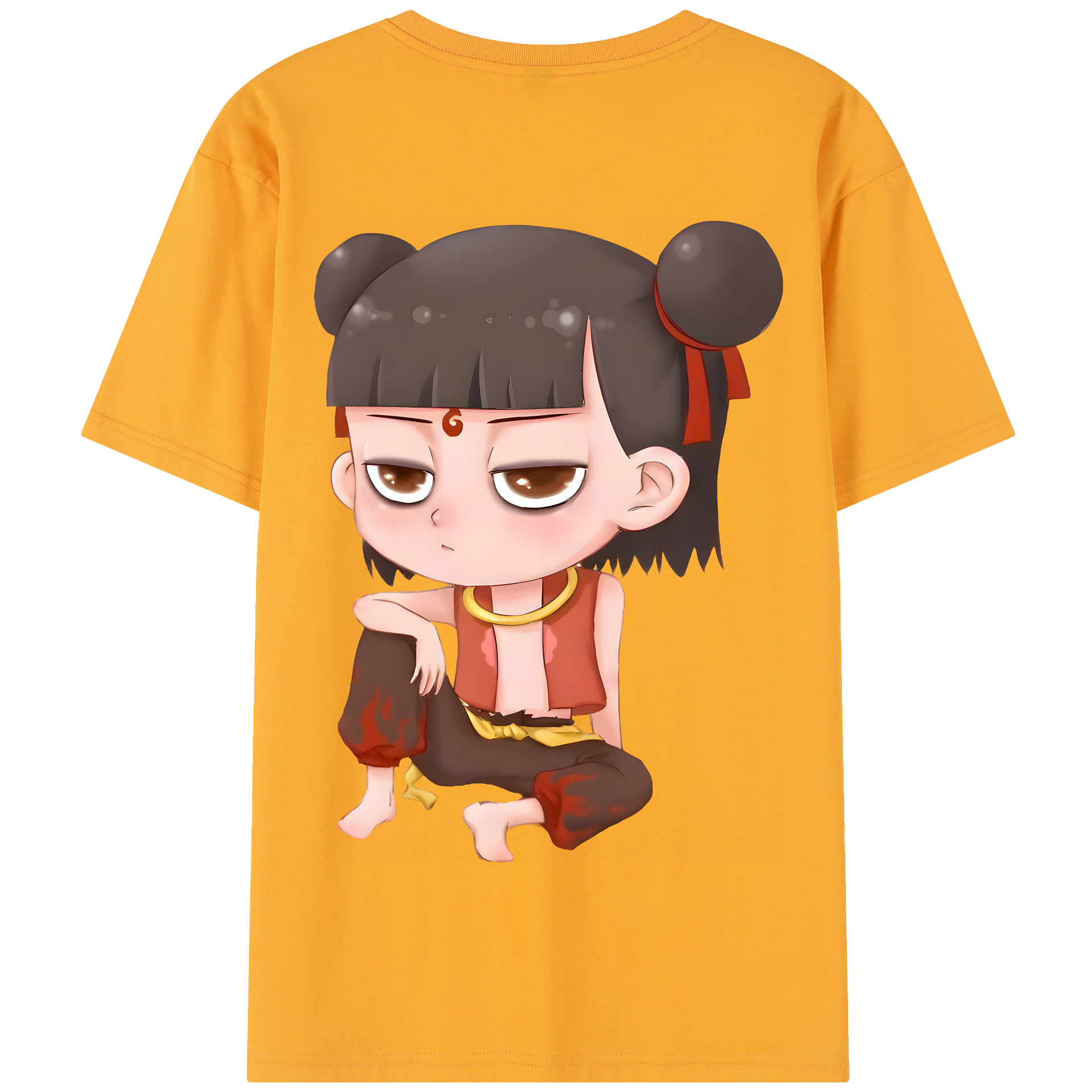 （画像用） Ne Zha 2 ナタ 魔童の大暴れ 綿100％半袖Tシャツ（背面プリント）
