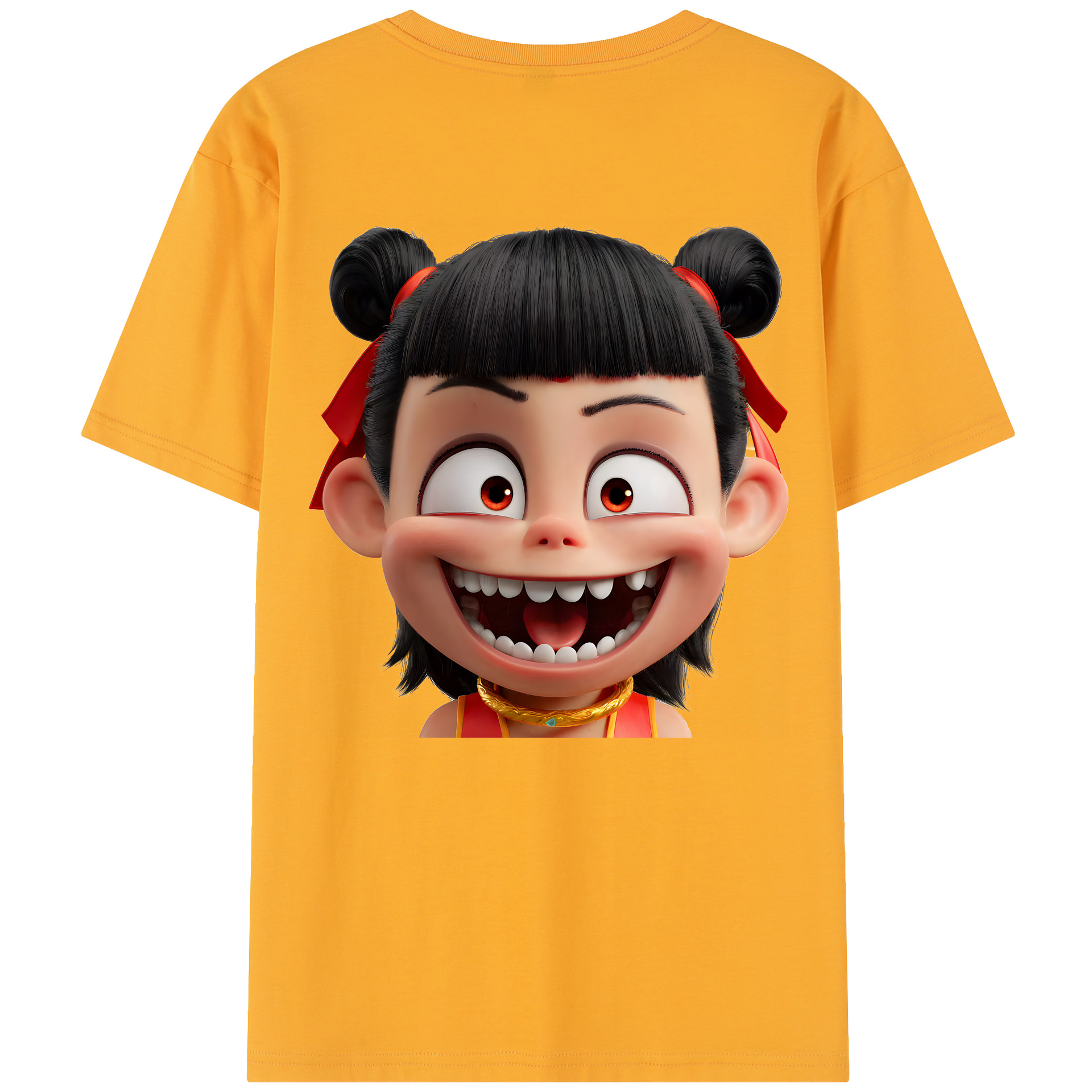 （画像用） Ne Zha 2 ナタ 魔童の大暴れ 綿100％半袖Tシャツ（背面プリント）