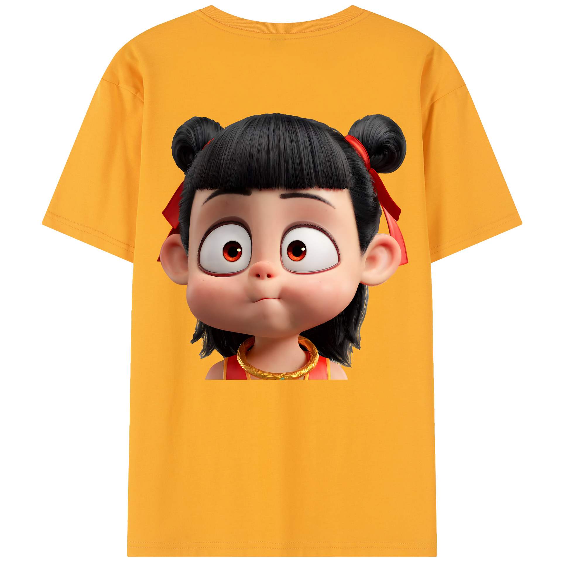 （画像用） Ne Zha 2 ナタ 魔童の大暴れ 綿100％半袖Tシャツ（背面プリント）
