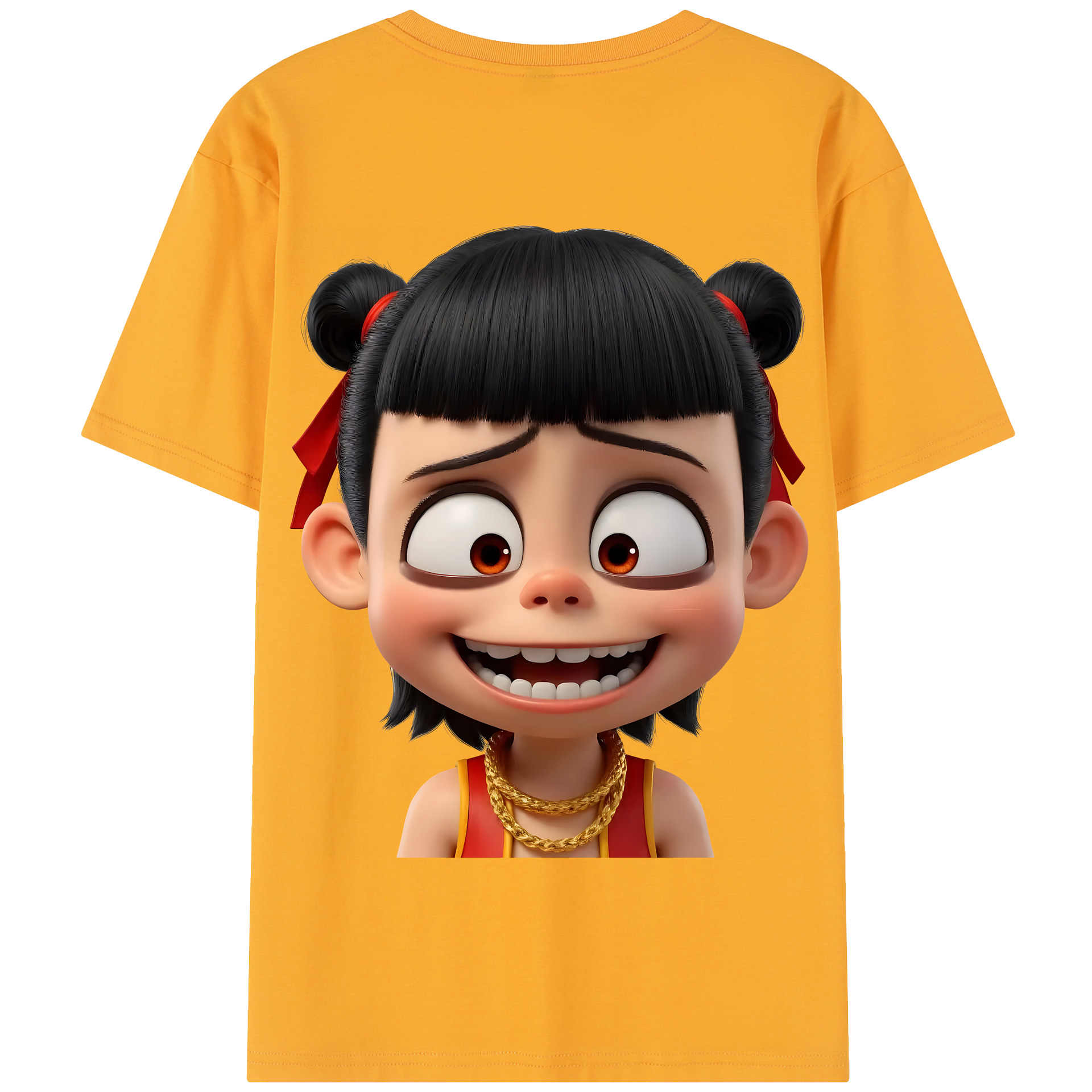 （画像用） Ne Zha 2 ナタ 魔童の大暴れ 綿100％半袖Tシャツ（背面プリント）