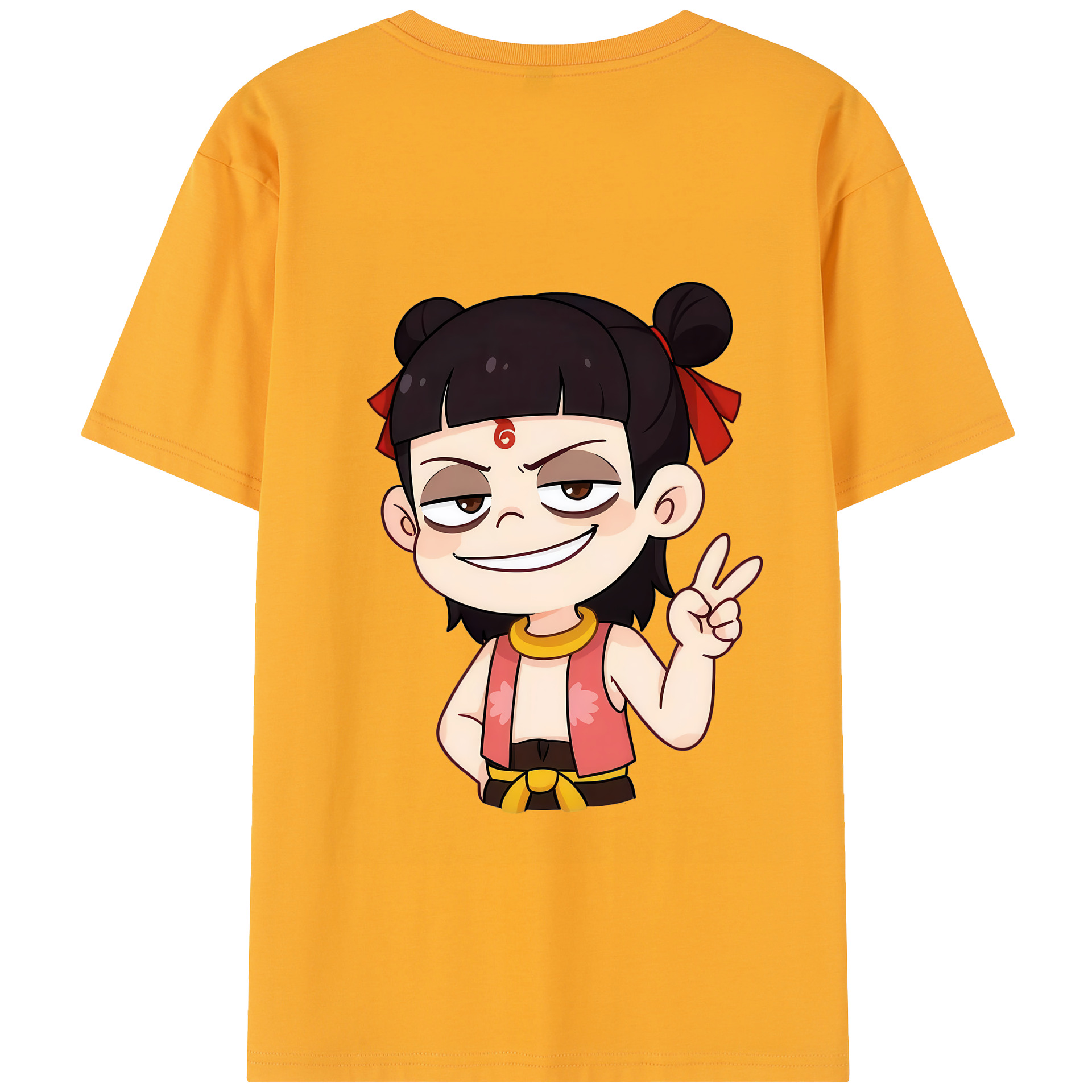 （画像用） Ne Zha 2 ナタ 魔童の大暴れ 綿100％半袖Tシャツ（背面プリント）