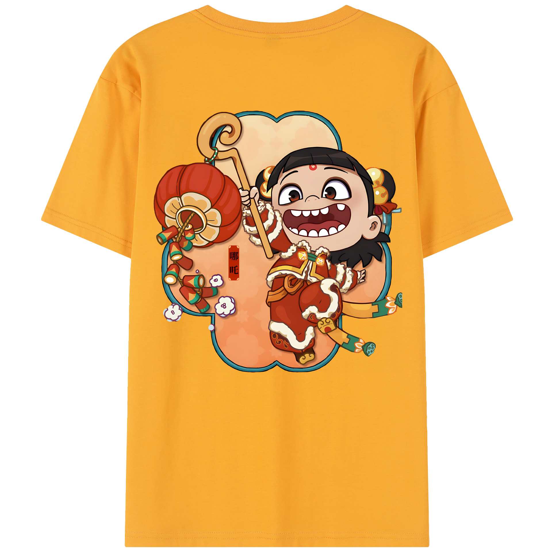 （画像用） Ne Zha 2 ナタ 魔童の大暴れ 綿100％半袖Tシャツ（背面プリント）