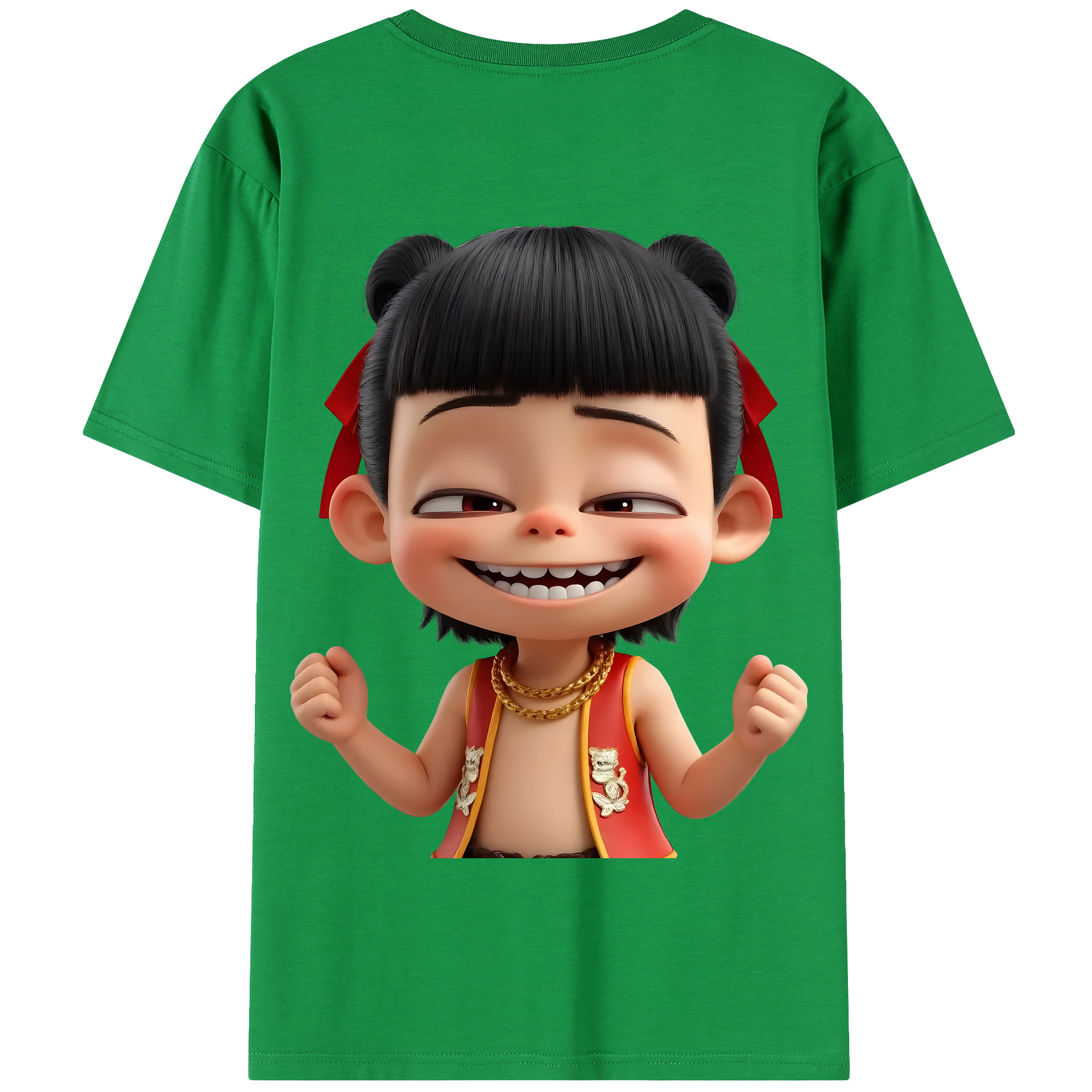 （画像用） Ne Zha 2 ナタ 魔童の大暴れ 綿100％半袖Tシャツ（背面プリント）