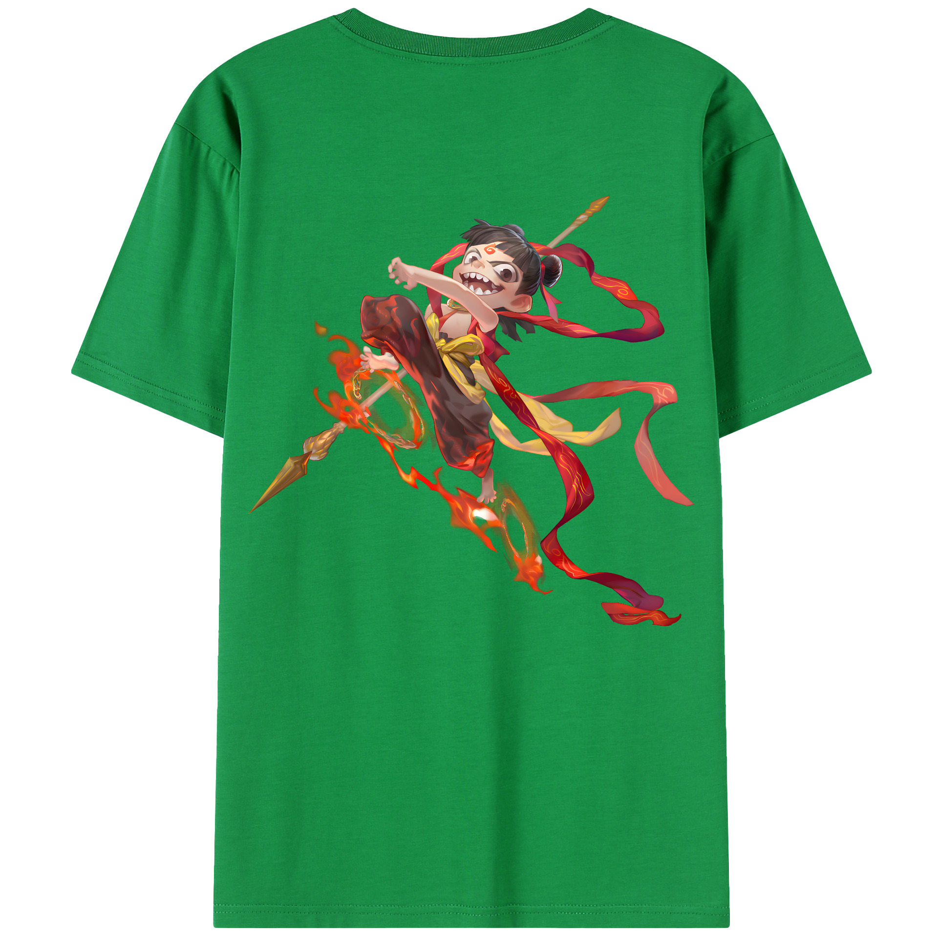（画像用） Ne Zha 2 ナタ 魔童の大暴れ 綿100％半袖Tシャツ（背面プリント）