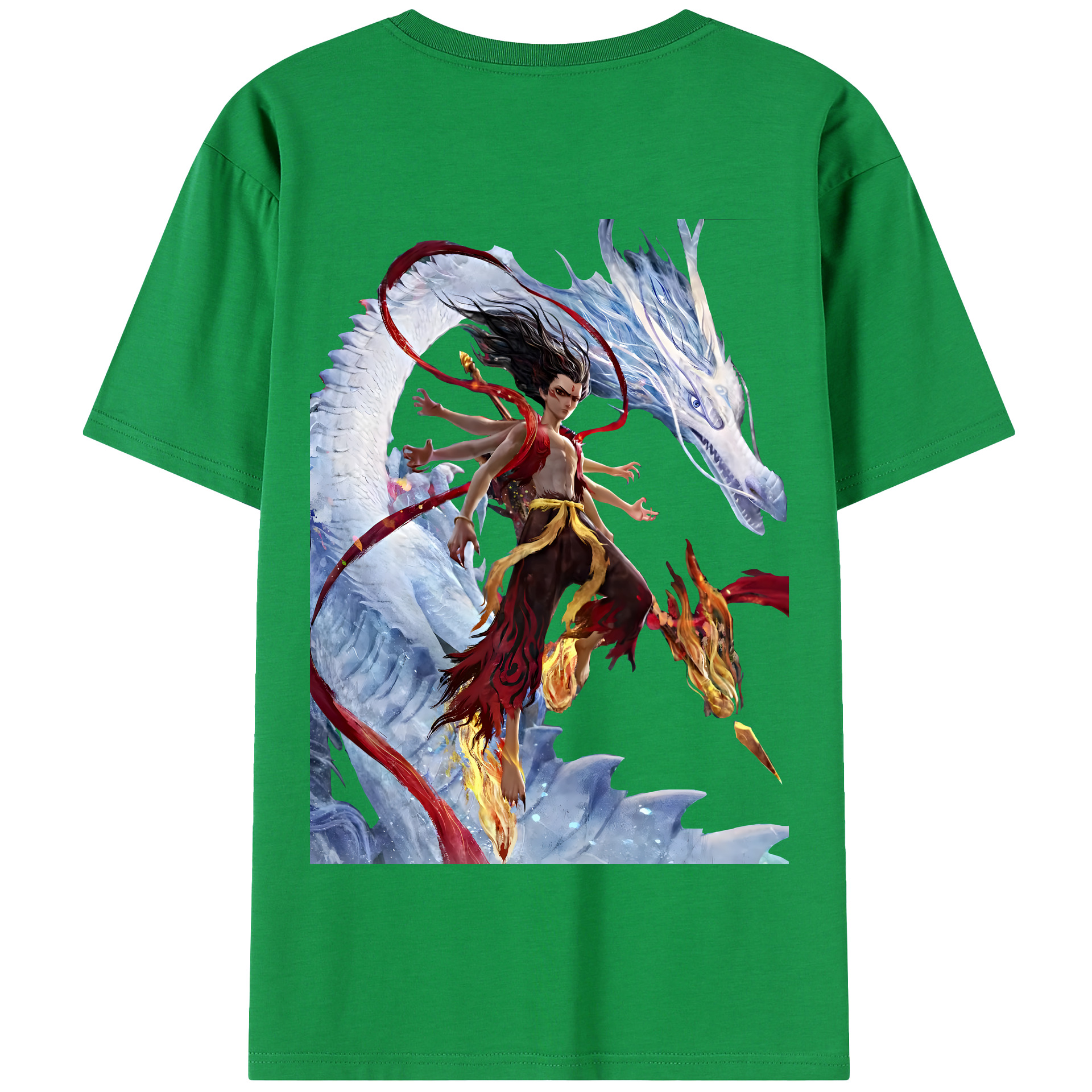 （画像用） Ne Zha 2 ナタ 魔童の大暴れ 綿100％半袖Tシャツ（背面プリント）